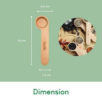 Susable Messlöffel Kaffeelöffel mit Taschenclip Kaffeezubehör Dosierlöffel mit Verschluss, wooden, (1 measuring spoon), wooden measuring spoon