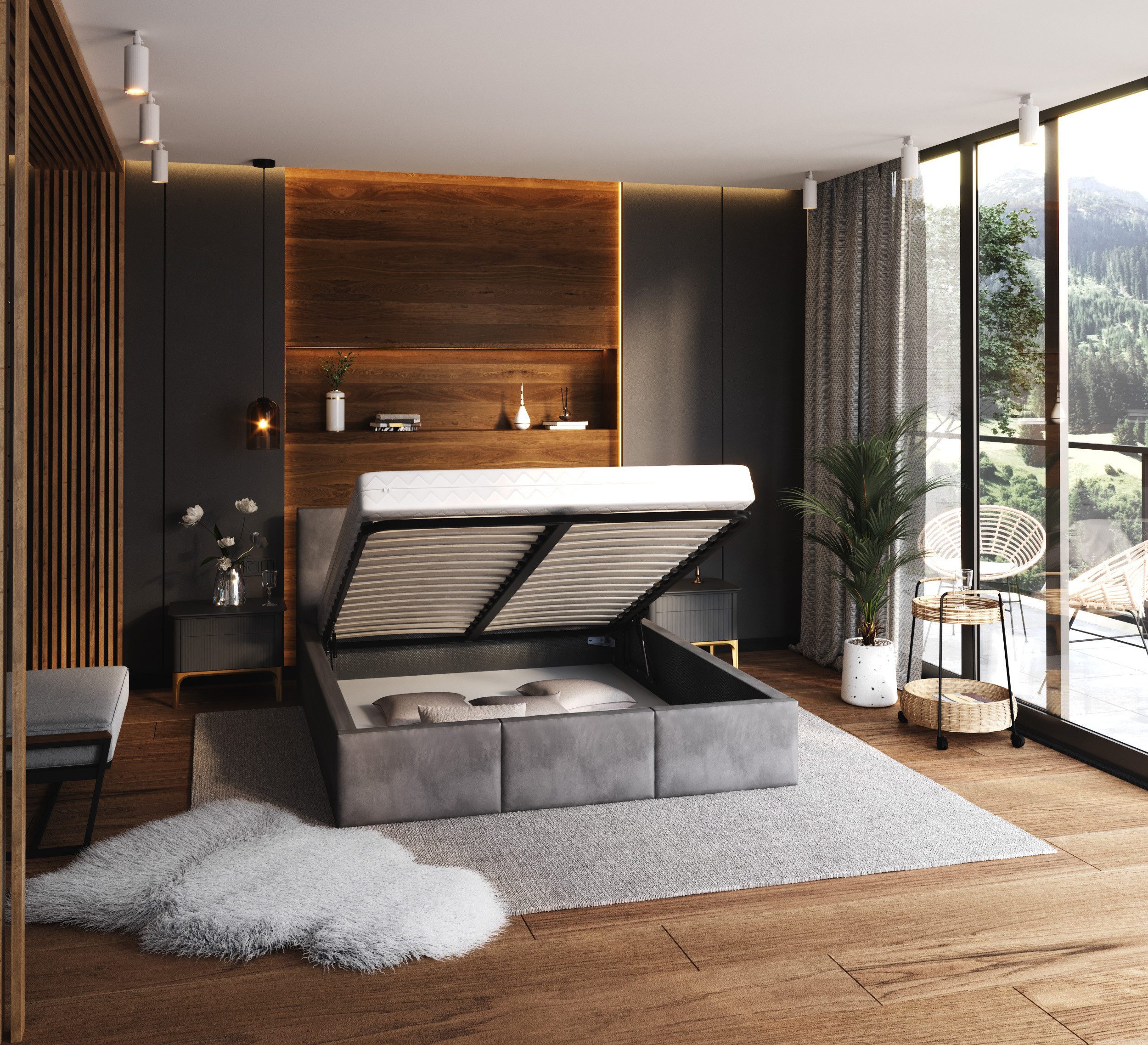 thematys Polsterbett Stauraumbett Bett mit Bettkasten - MADE IN EU - mit sa günstig online kaufen