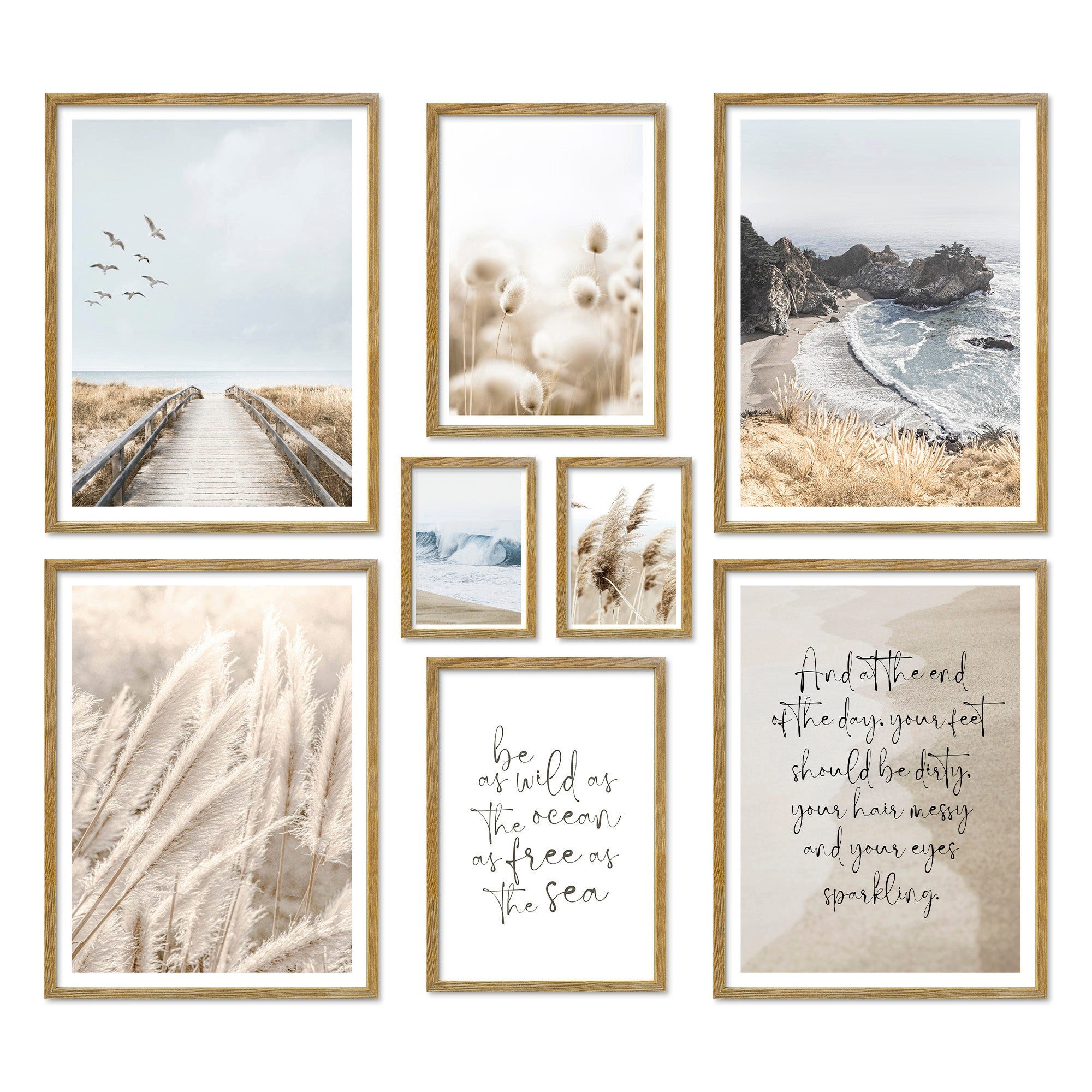 ARTFAVES Bilder-Collage Poster Set Beige Sea Pampas I mehrteilige Bilderwand I Wandbilder Pamp, (Wandbilder modern, 8 St) – Bild 2 von 5