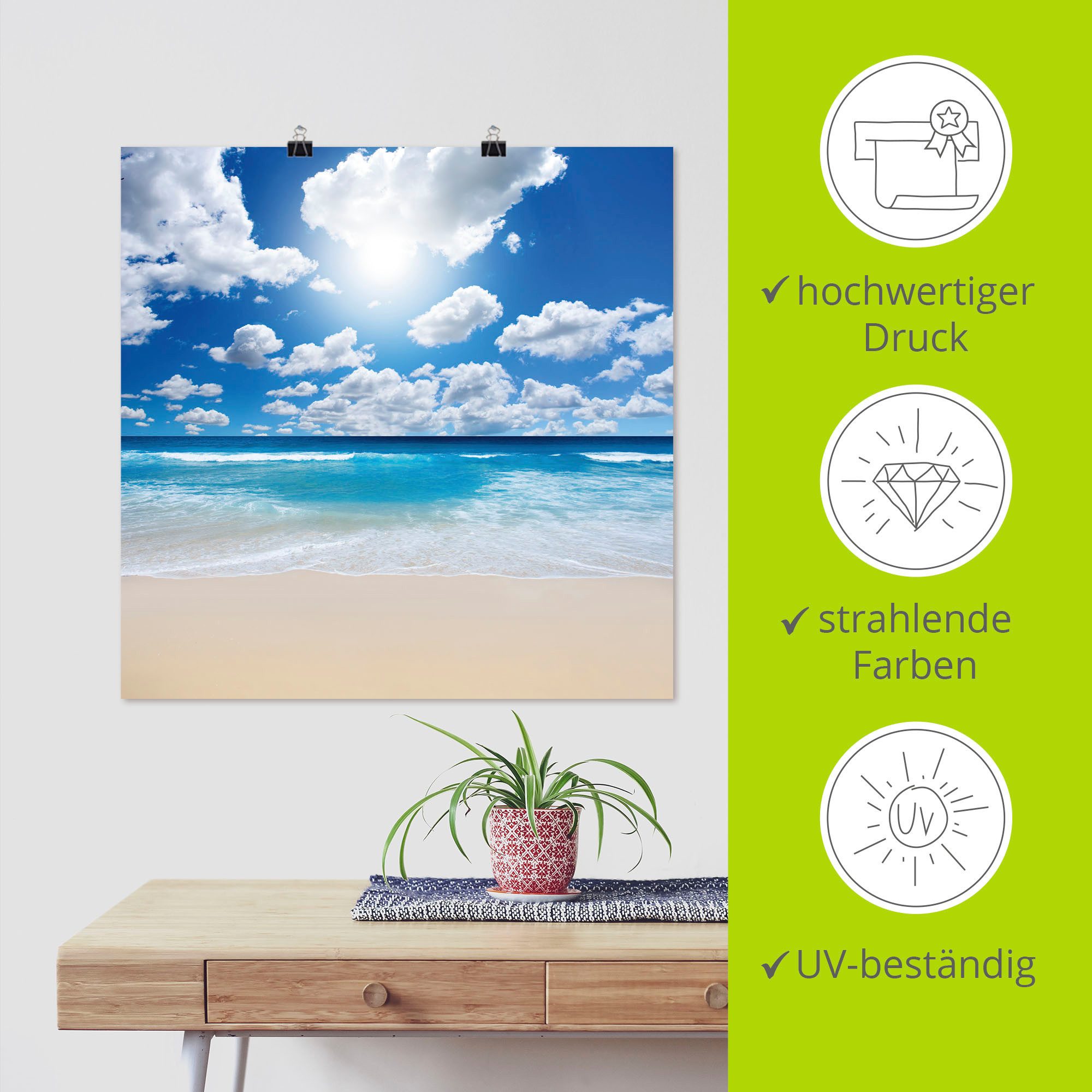 Artland Wandbild Großartige Strandlandschaft, Strand (1 St), als Leinwandbild, Poster in verschied. Größen
