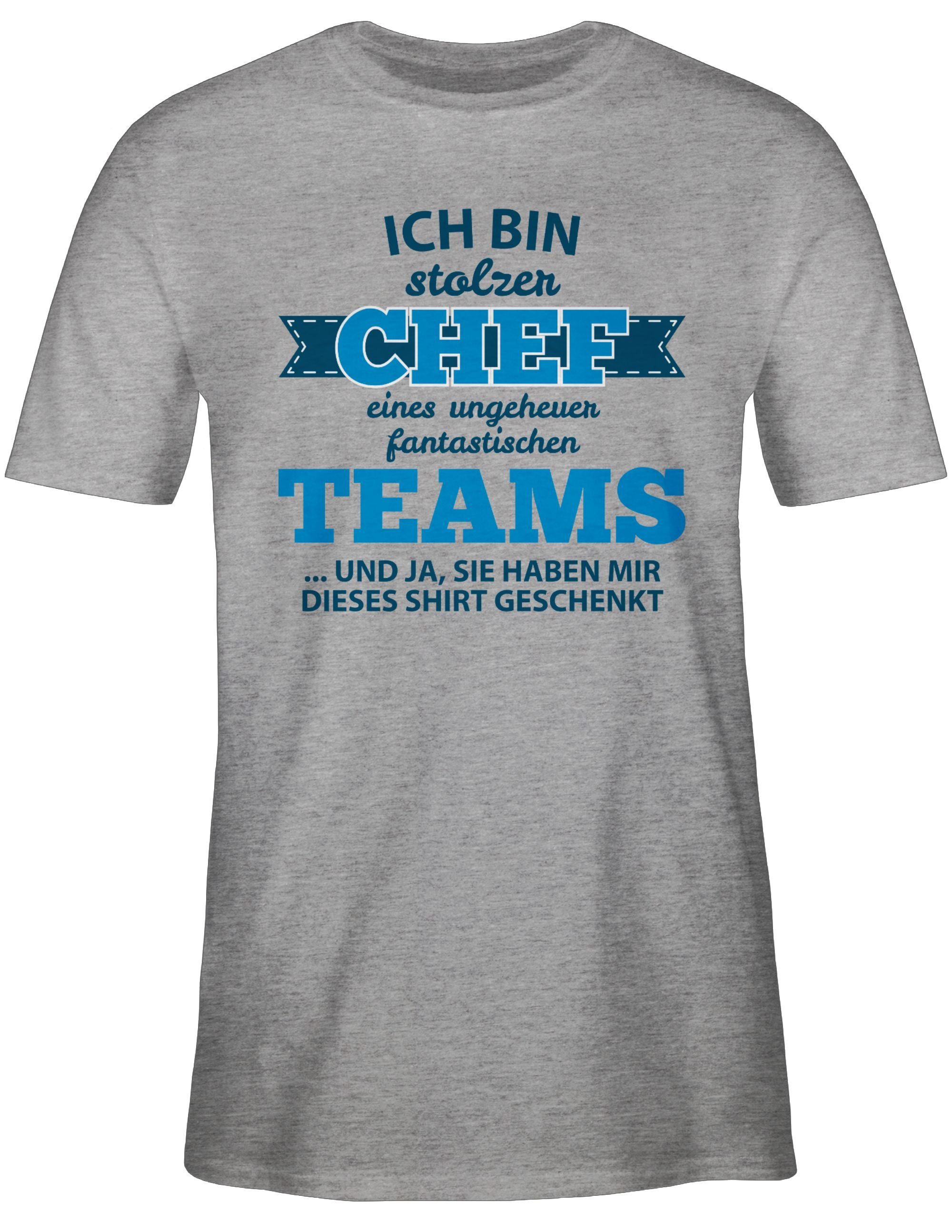 Shirtracer T-Shirt Stolzer Chef meliert Beruf Grau Geschenke Shirt Teams und Job eines 1 fantastischen