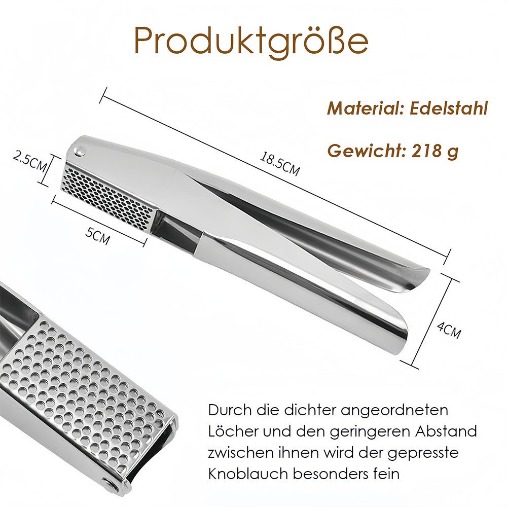 AFKSMILE Knoblauchpresse Edelstahl Quetscher Manuell,garlic press,für Knoblauch & Ingwer, Ohne Schälen, Ergonomische Griffe, Leicht zu reinigen, 5cm Presskammer – Bild 2 von 5