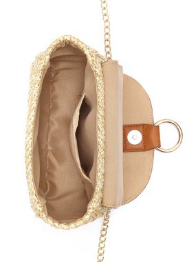 LASCANA Umhängetasche, Minibag aus Bast mit Ring-Applikation und Kettendetails VEGAN