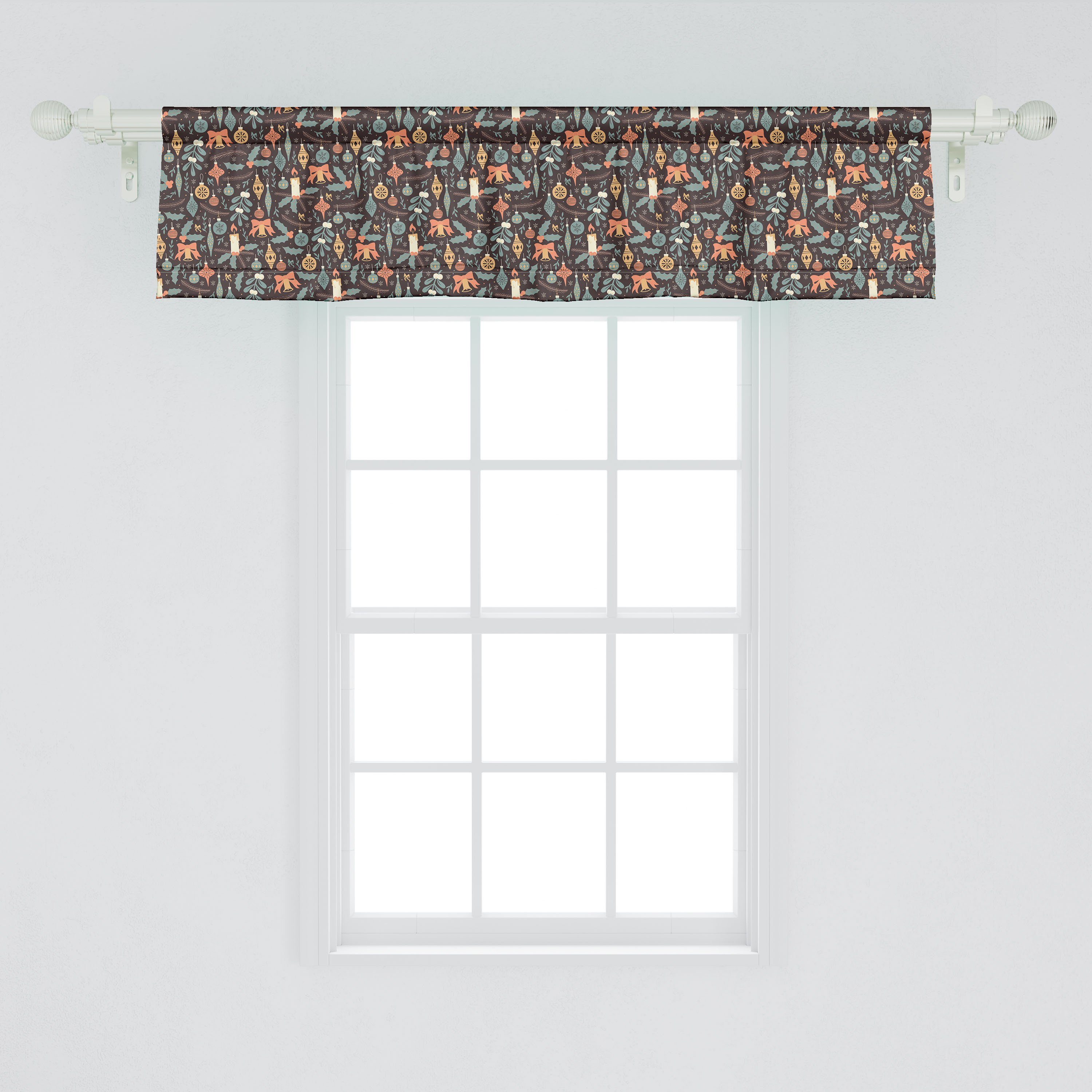 Scheibengardine Schlafzimmer Volant Vorhang mit Stangentasche, für Abakuhaus, Elemente Dekor Weihnachten Weihnachten Verwandte Küche Microfaser,