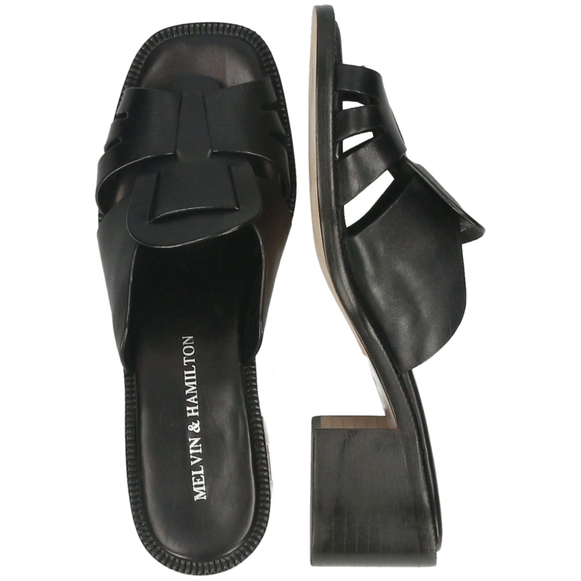 Melvin & Hamilton Charlotta 2 Leder-Pantoletten für Damen Pantolette Block-Absatz, Echtes Leder, Vegetabile Gerbung