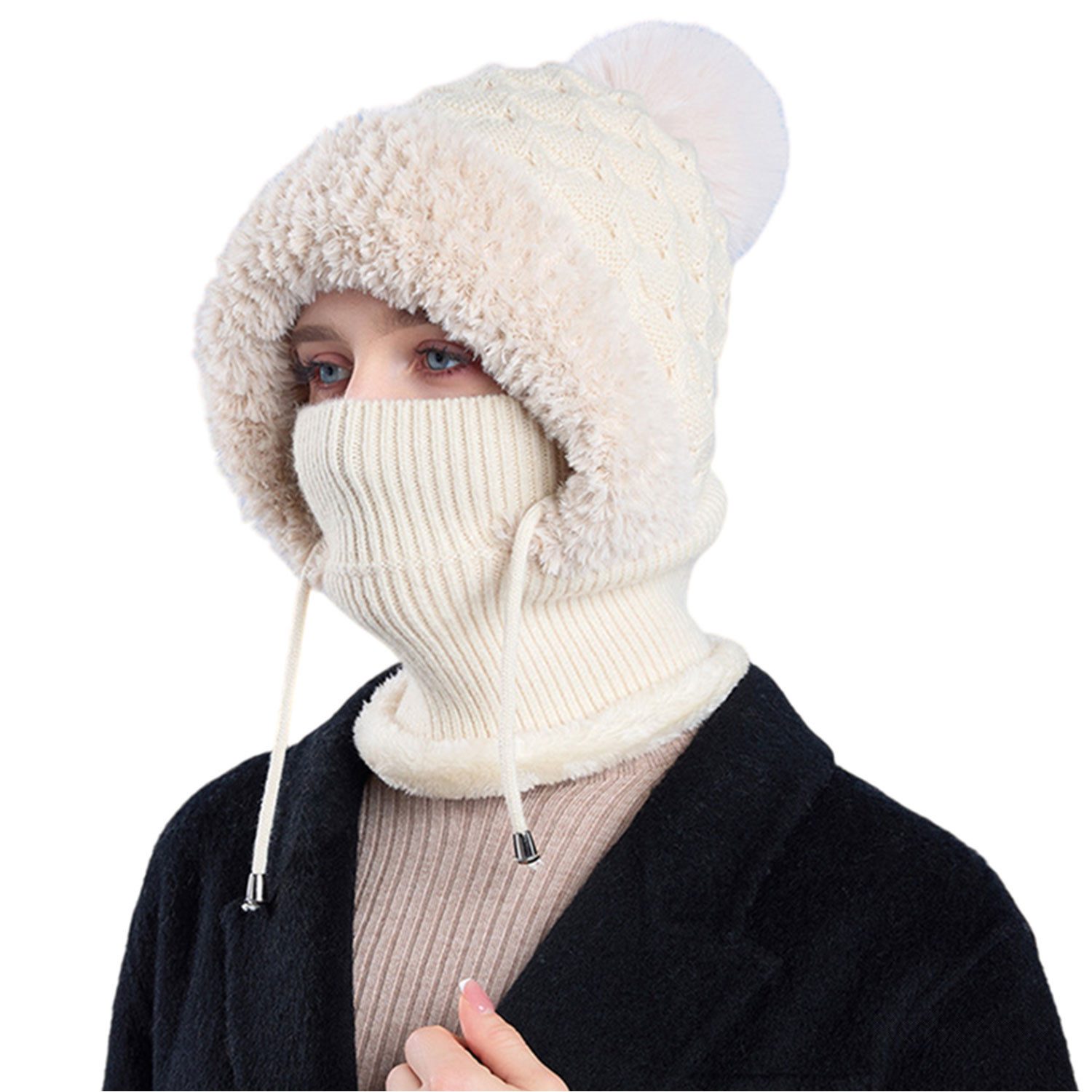 Refttenw Sturmhaube Damen Wintermütze mit Schal und Gesichtsmaske,Warm Gefü günstig online kaufen
