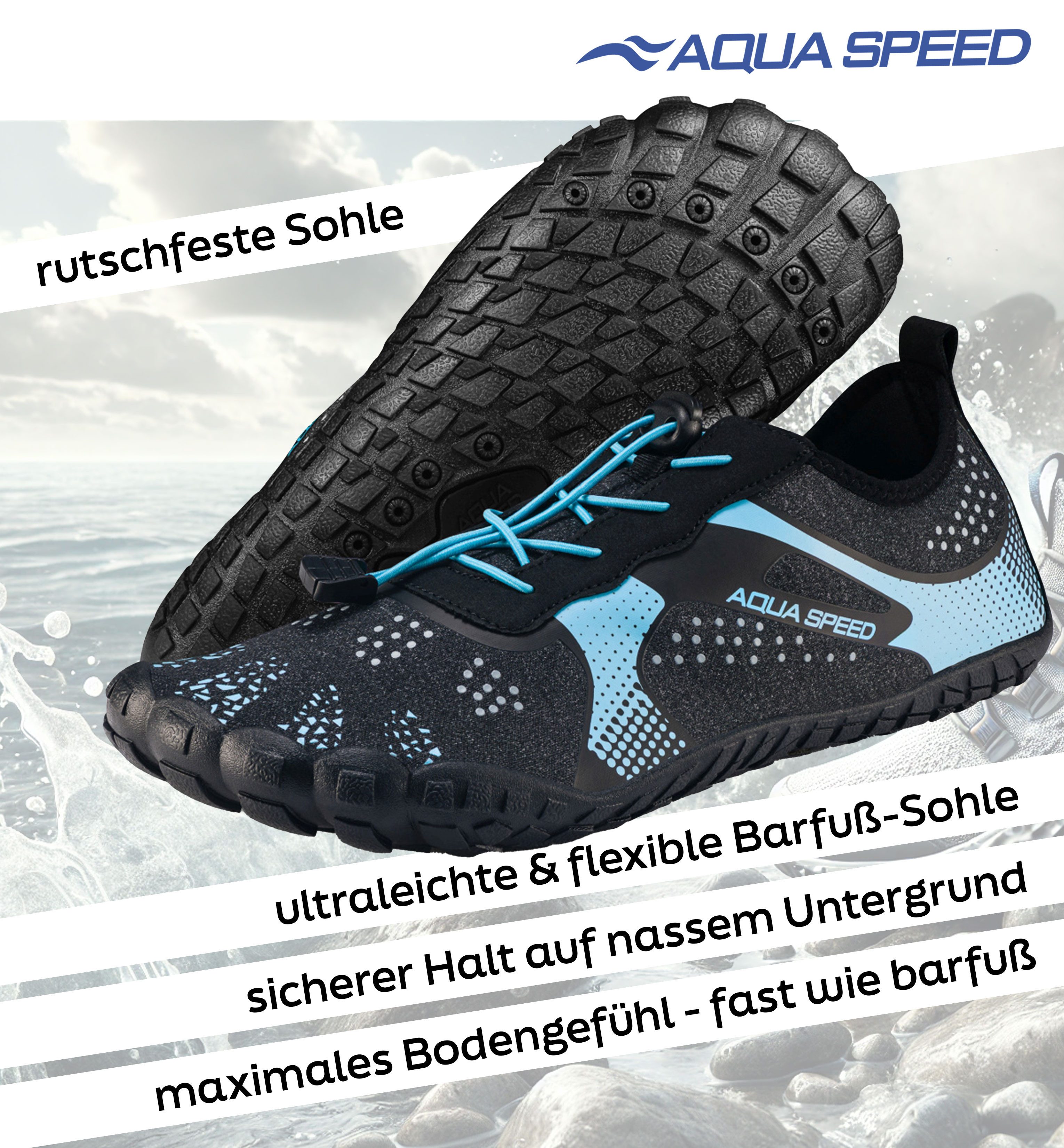 Aqua Speed Nautilus Wasserschuhe Gr. 43 – Hellblau mit Handtuchbeilage Wass günstig online kaufen