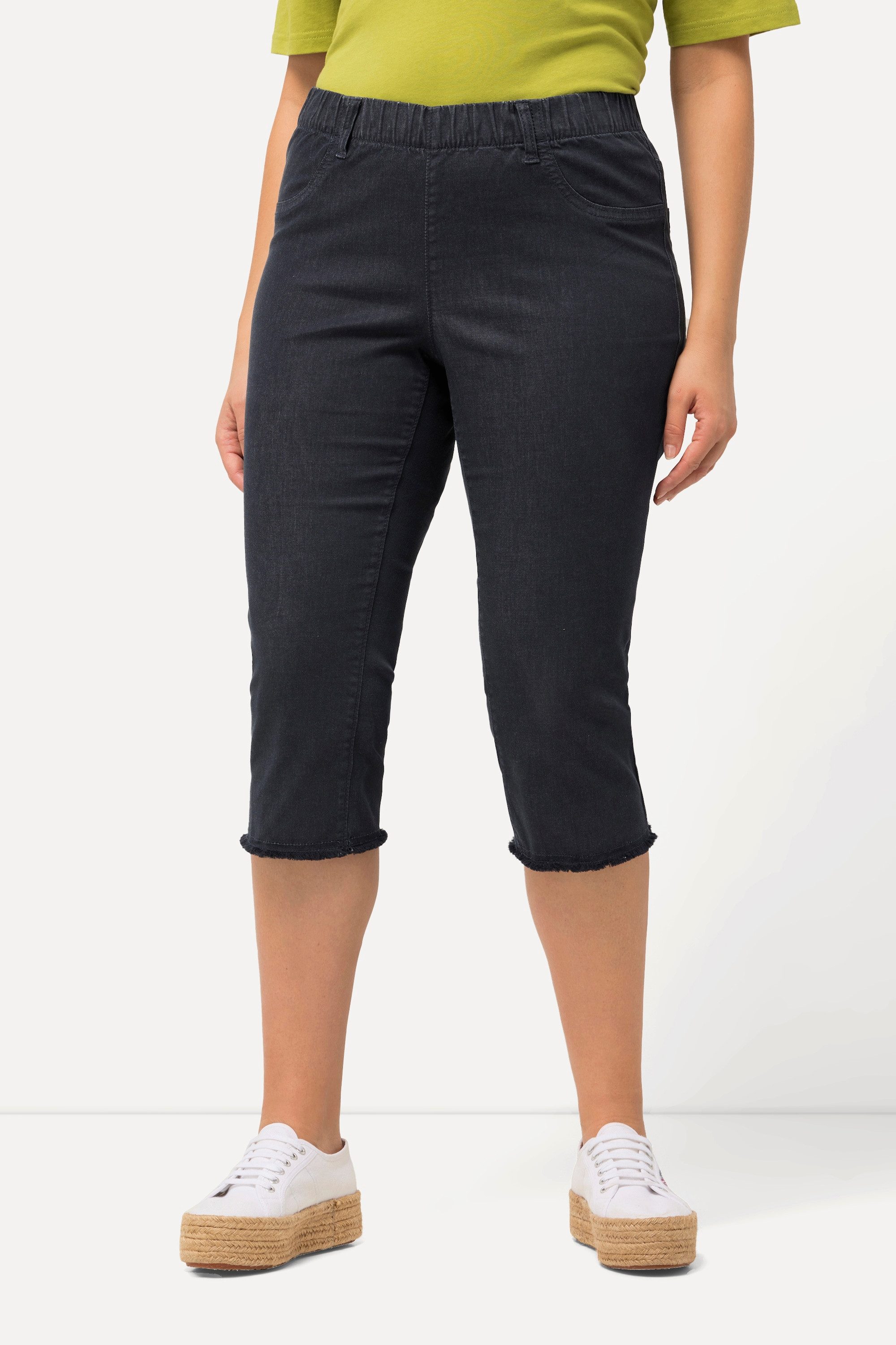 Ulla Popken Caprihose Caprihose Sienna Fransensaum günstig online kaufen