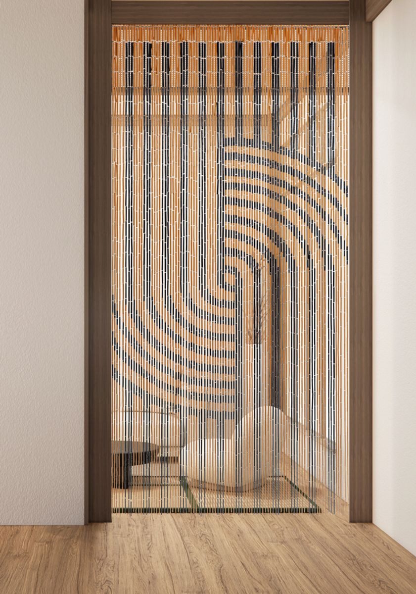 CONACORD Türvorhang Decona Japandi Dekovorhang braun, Ösen, halbtransparent, 90 x 200 cm, Bambus - blickdicht dank hoher Stranganzahl