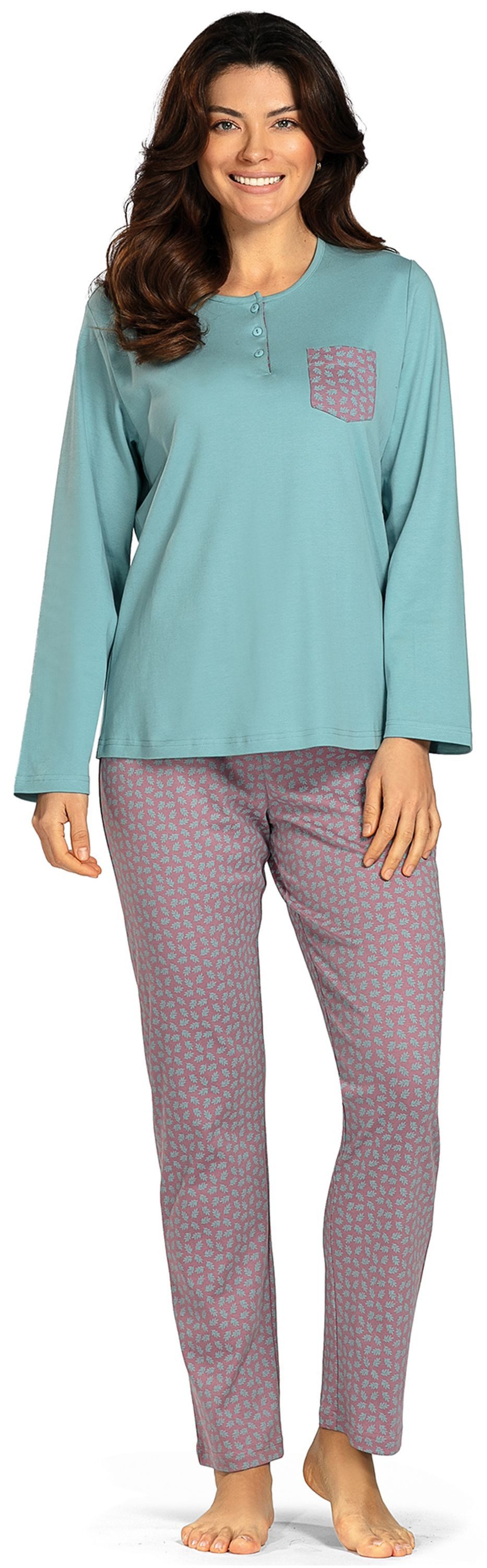 comtessa Schlafanzug Lovely Dreams (Set, 2 tlg., 2-teilig) Damen Pyjama lang Baumwolle Langarm Interlock geknöpft große Größen