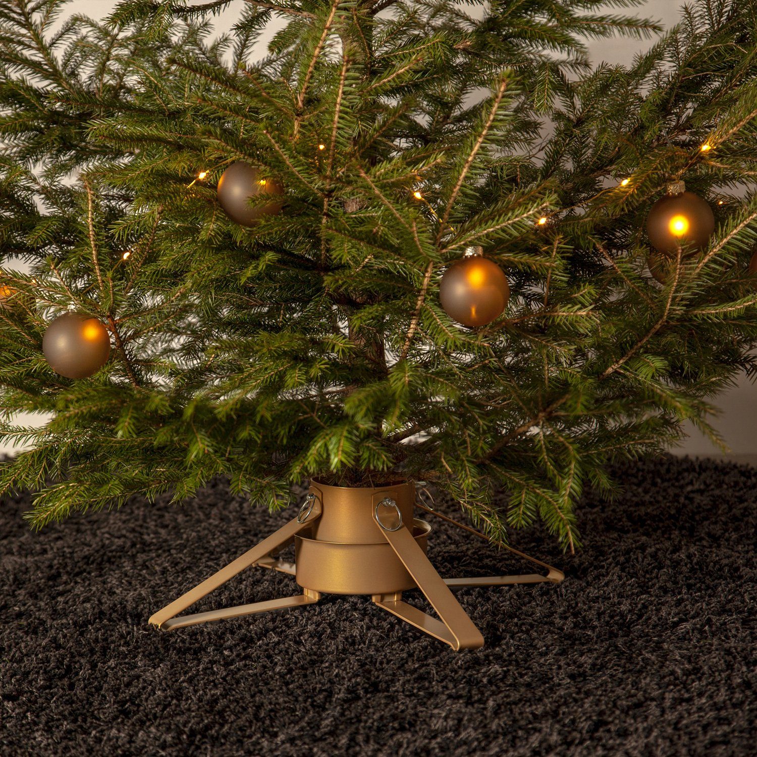 MARELIDA Christbaumständer Weihnachtsbaumständer Baumöhe bis 2,6m Wassertank 0,9l gold (1-tlg)