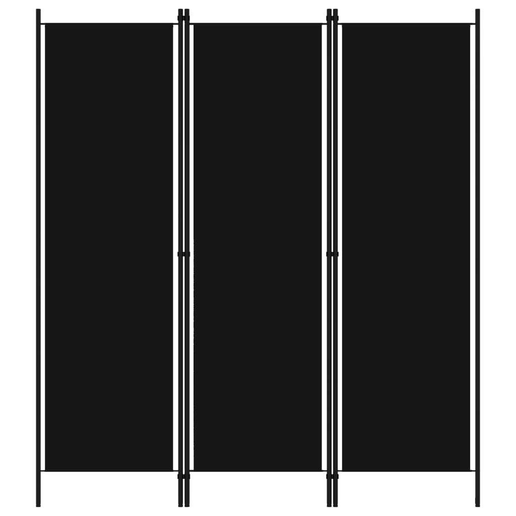 furnicato Raumteiler 3-tlg. Schwarz 150x180 cm