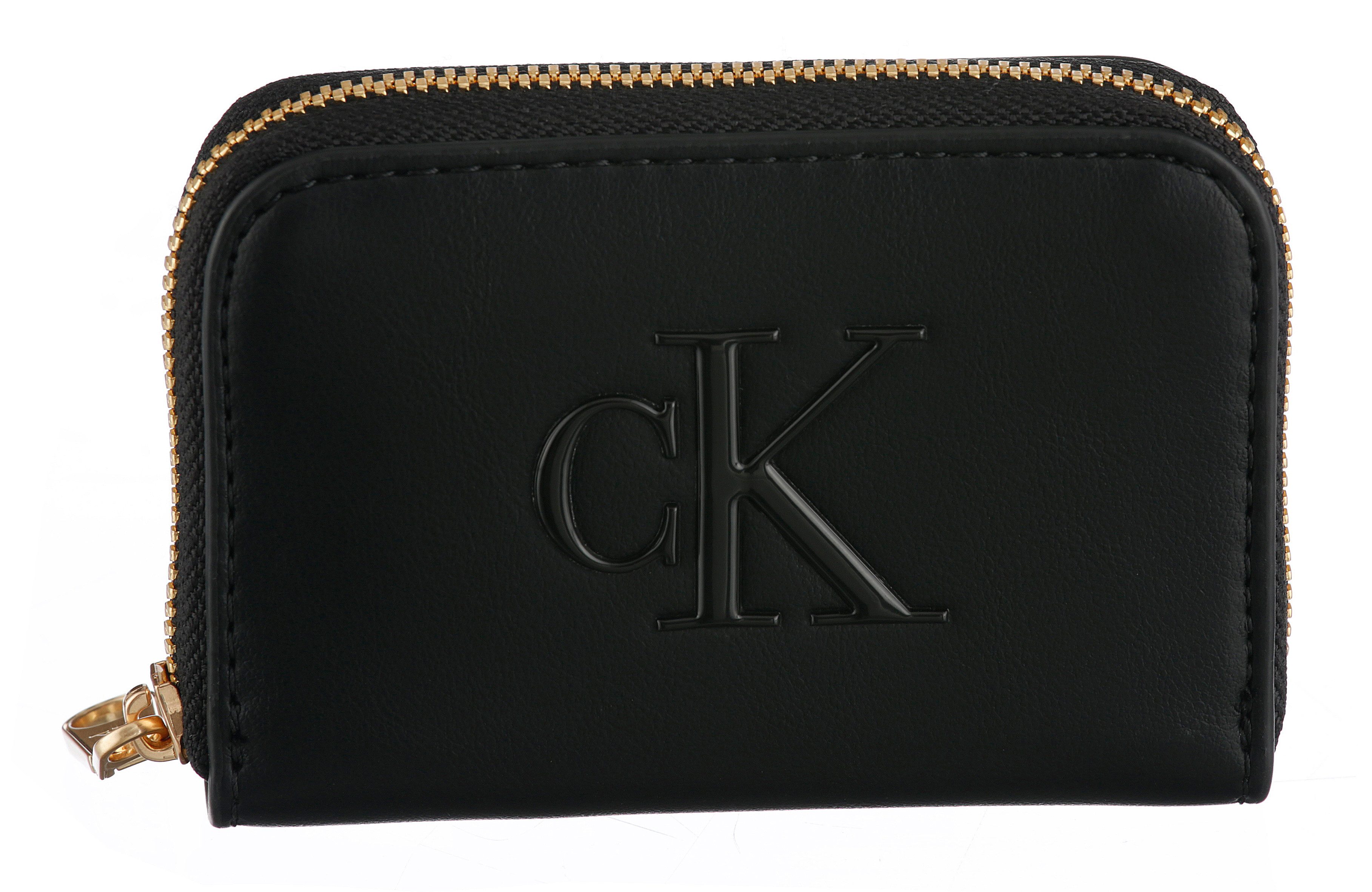 Calvin Klein Geldbörse BOLD CK MEDIUM ZIP AROUND, Damen Portemonnaie, Geldbeutel, Money Pocket mit CK-Logo