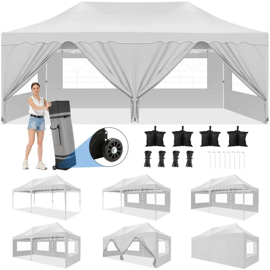 LUCKZON Pavillon Gartenzelt, Wasserdicht UV-Schutz 50+ günstig online kaufen