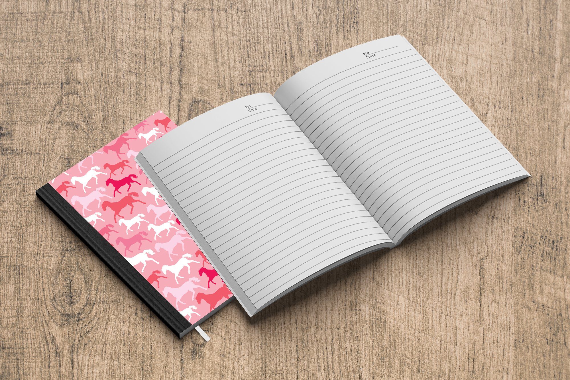 Rosa Notizbuch Journal, Kinder - Merkzettel, - - Notizheft, MuchoWow Mädchen, Tagebuch, Seiten, Mädchen A5, Pferde Haushaltsbuch Silhouette - 98 -