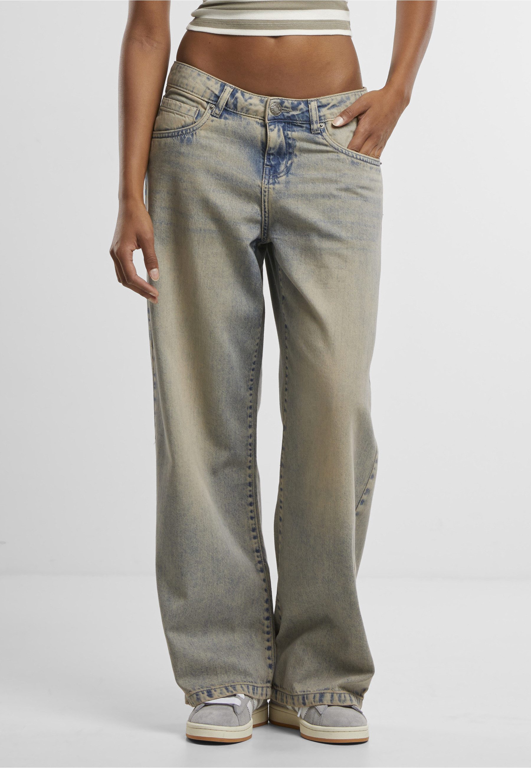 URBAN CLASSICS Bequeme Jeans Urban Classics Ladies Low Waist Baggy Fit Denim