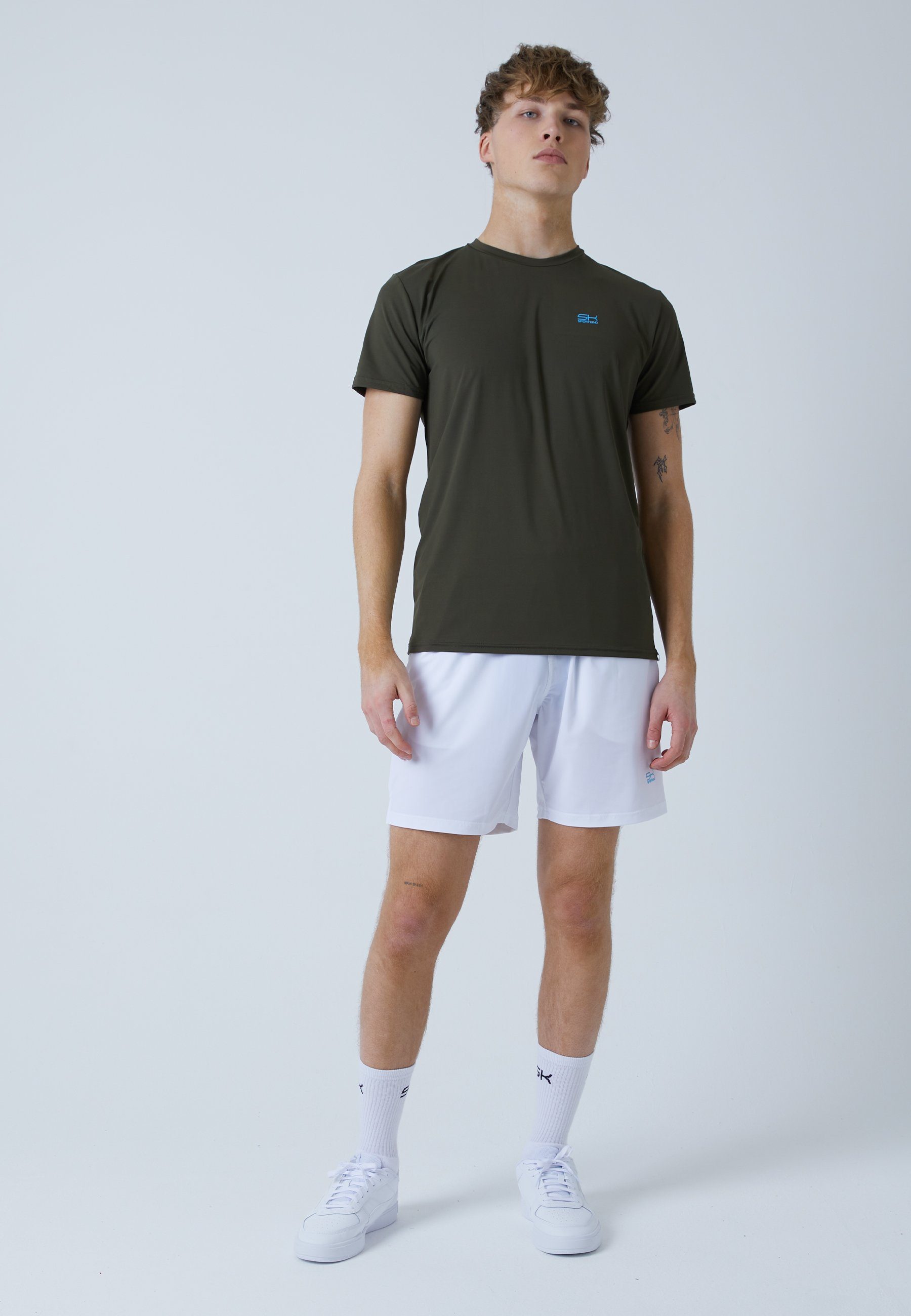 T-Shirt Tennis Rundhals Herren SPORTKIND & khaki Funktionsshirt Jungen