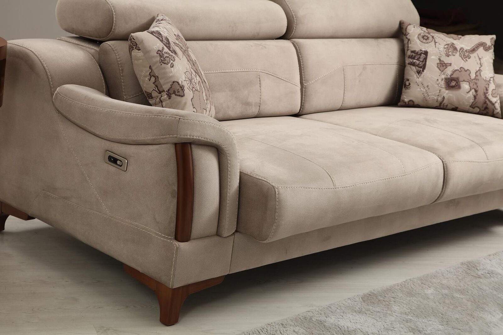 JVmoebel 3-Sitzer Sofa Wohnzimmer Möbel 1 Polster Teile, Europa Modern Designer Textil, in Made
