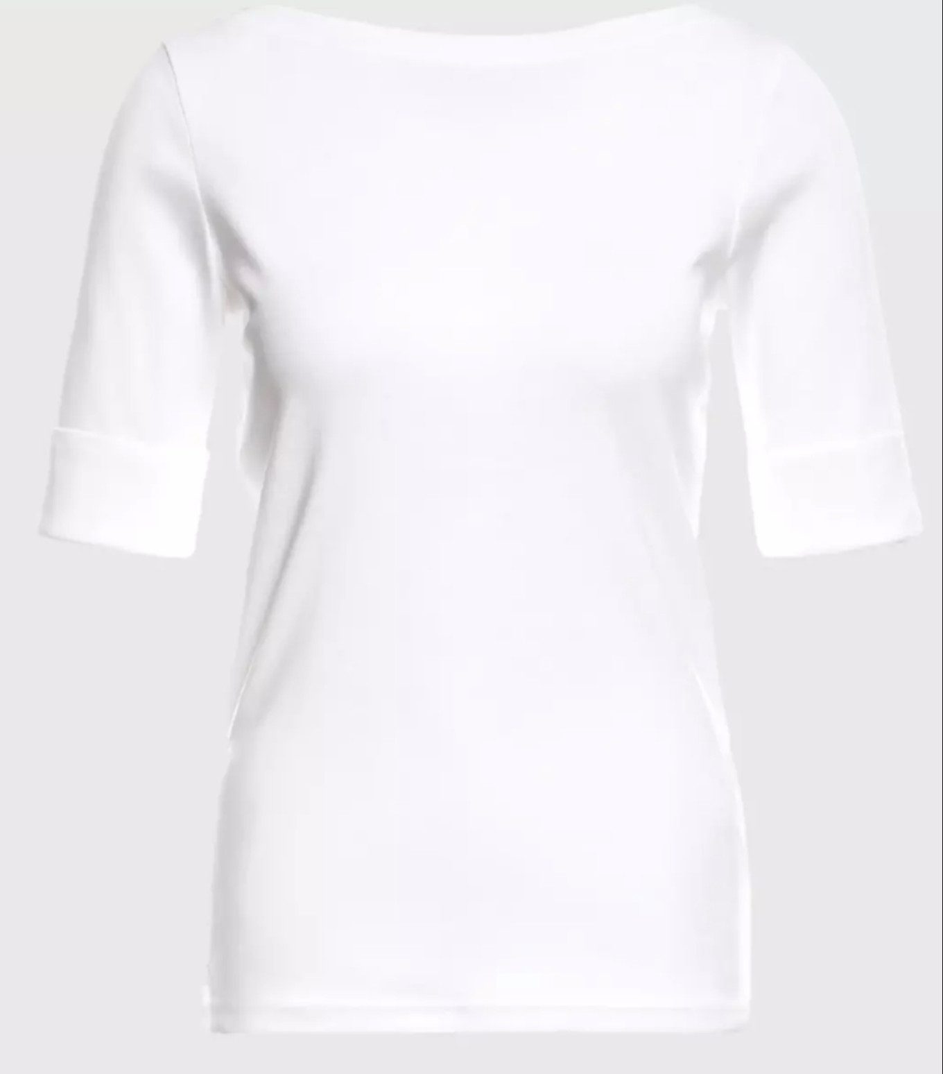 Lauren Ralph Lauren T-Shirt Judy U-Boot Blusen Shirt Eingestickte "LRL"-Monogramm am rechten Saum