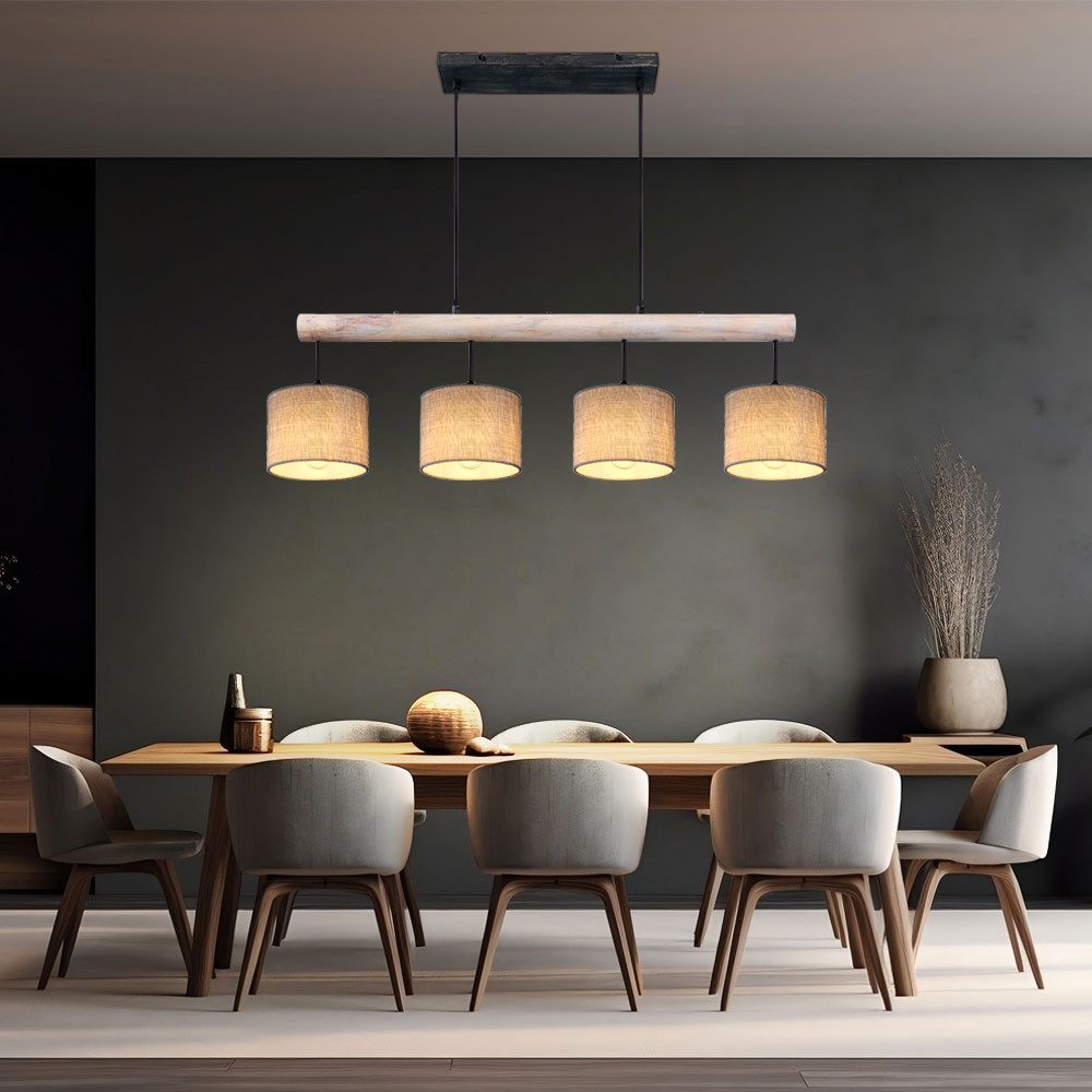 GLOBO LIGHTING Hängeleuchte, Leuchtmittel nicht inklusive, Hängeleuchte Holzbalken Höhenverstellbar Esszimmerleuchte Holz