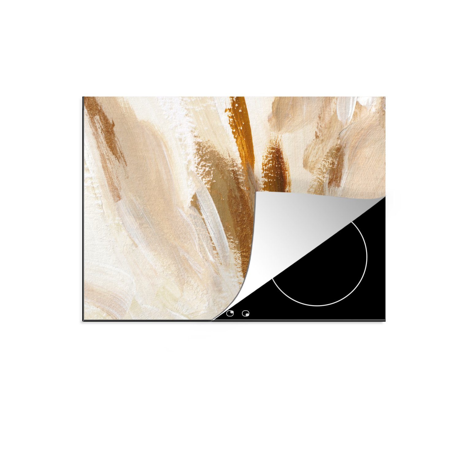 Farbe für MuchoWow Herdblende-/Abdeckplatte - - 71x52 Braun, Vinyl, Induktionskochfeld tlg), küche, die Ceranfeldabdeckung Weiß (1 cm, Schutz