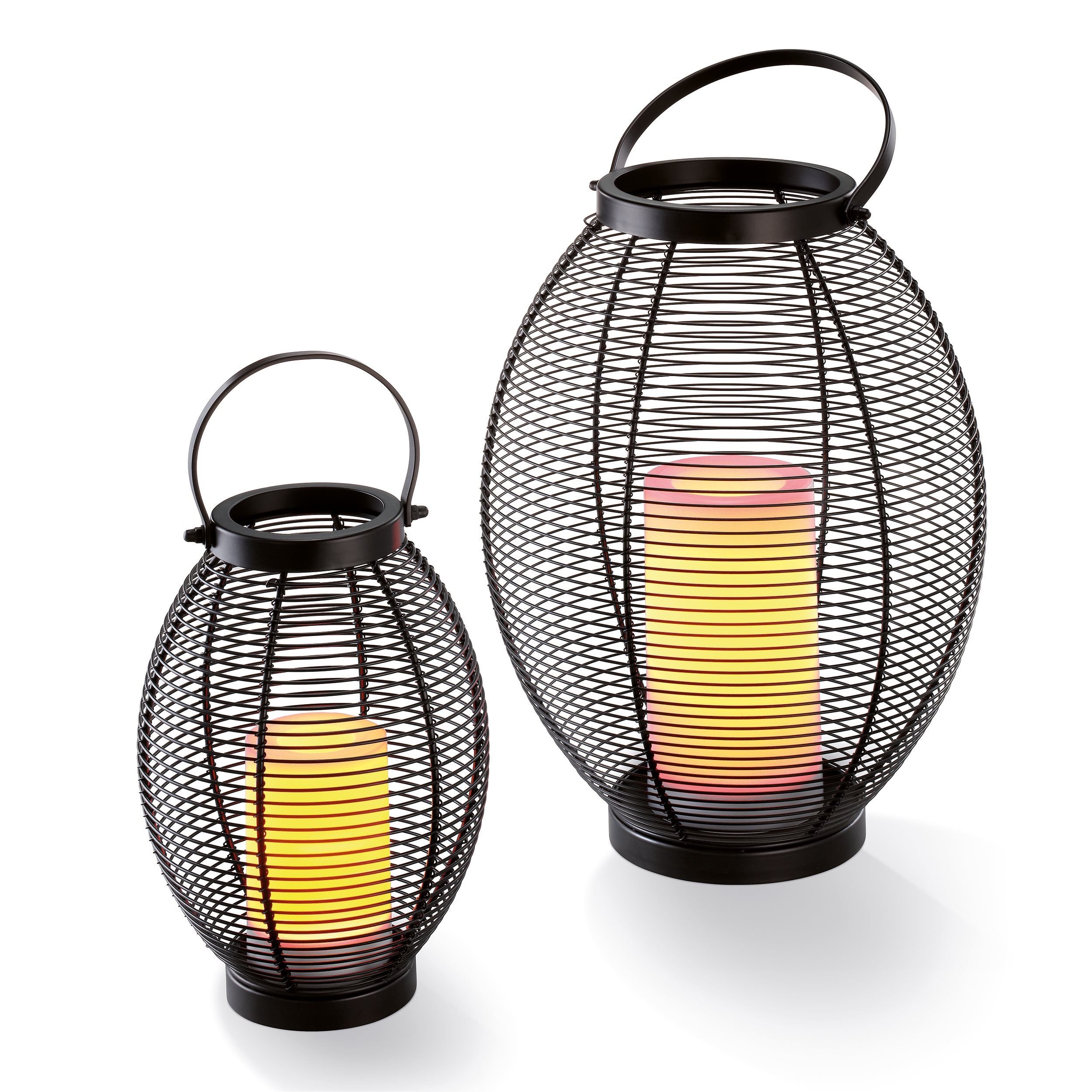 esotec LED Laterne 2er Set Solarleuchte Chiara, LED-Kerze, Flackerlicht H27,5+41cm 102218, LED fest integriert