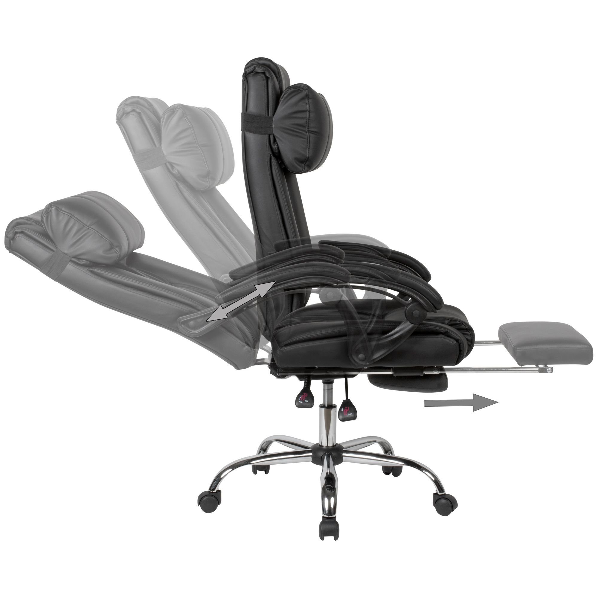 Amstyle (Kunstleder SPM1.410 Bürodrehstuhl kg), Drehstuhl, bis Drehbar Design Chefsessel Schreibtischstuhl Schwarz 120