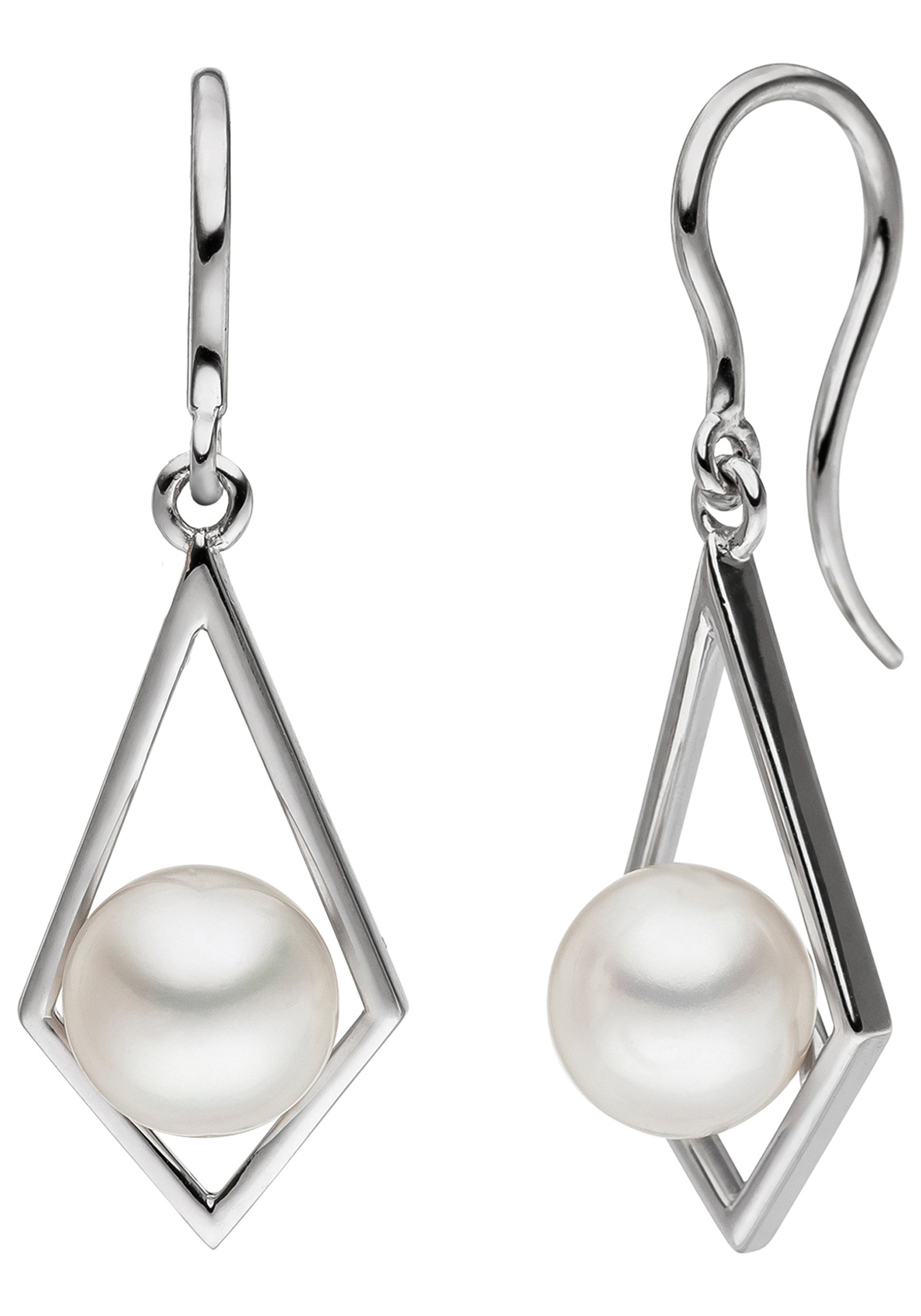 JOBO Perlenohrringe, 585 Weißgold mit S... JOBO Perlenohrringe, 585 Weißgold mit S...