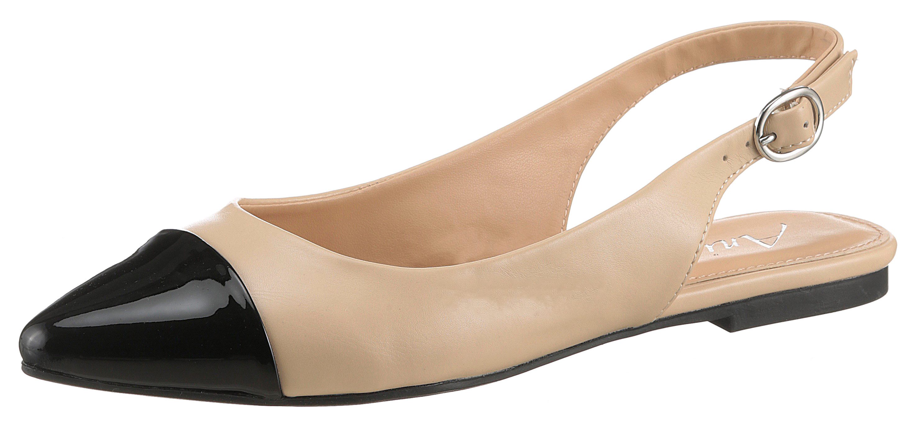 Aniston SHOES Slingpumps, Flat, Sommerschuh, Lackspitze - in schmaler Form