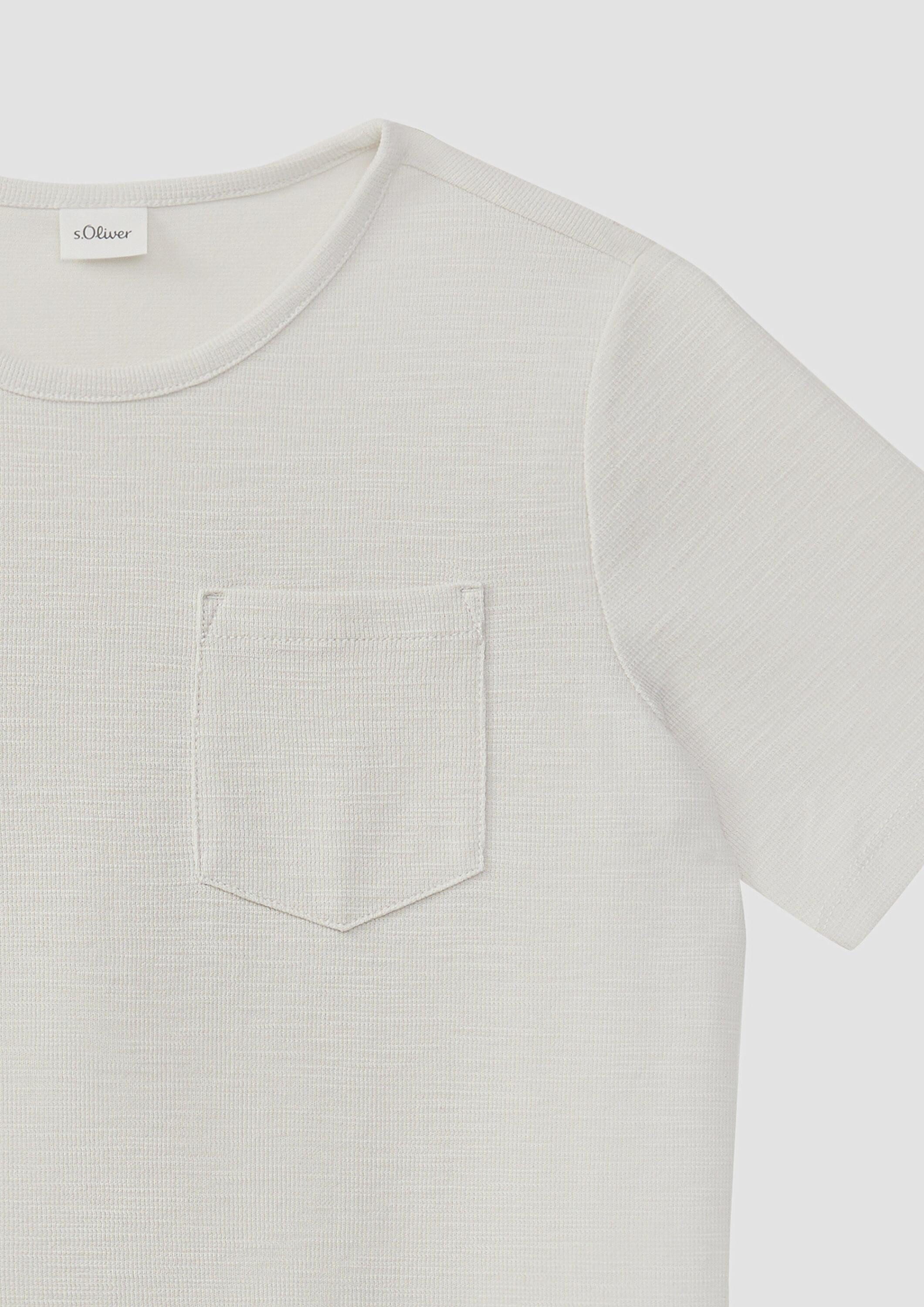 s.Oliver Kurzarmshirt T-Shirt Strukturiertes T-Shirt mit Brusttasche