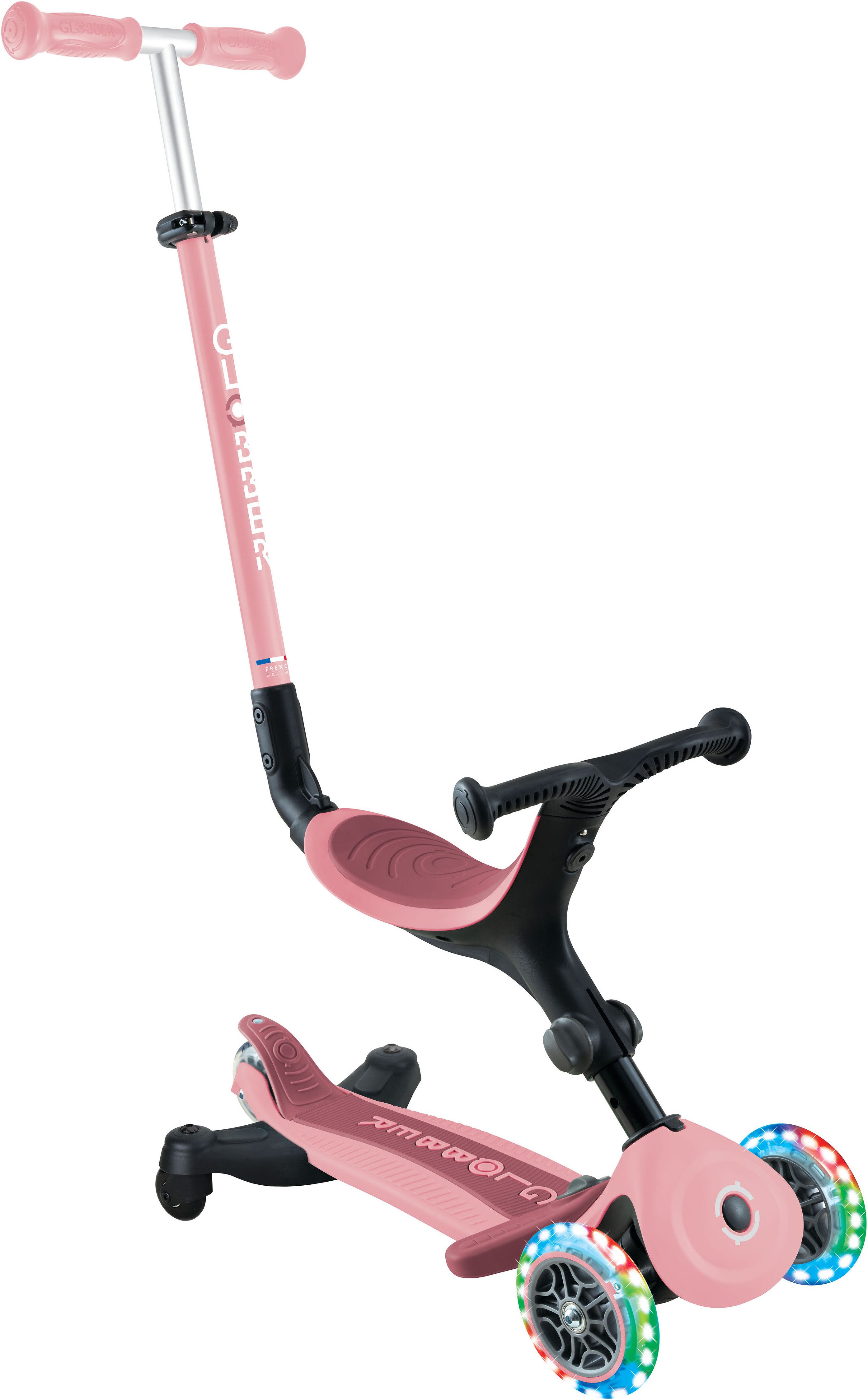 Globber Tretroller GO-UP ACTIVE LIGHTS 360, mit Leuchtrollen, Aufsitzrad, Laufrad und Scooter
