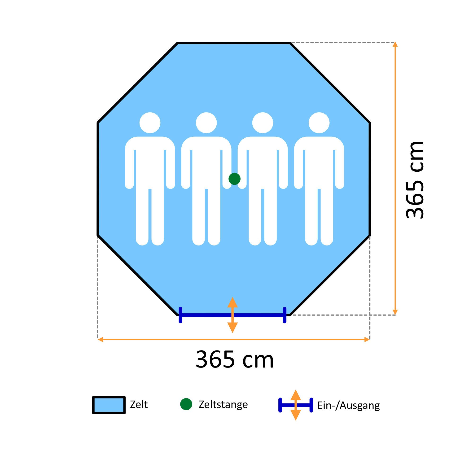CampFeuer Tipi-Zelt Tipi Zelt Spirit für 4 Personen, 3000 mm Wassersäule, Braun, Kegelzelt, Personen: 4