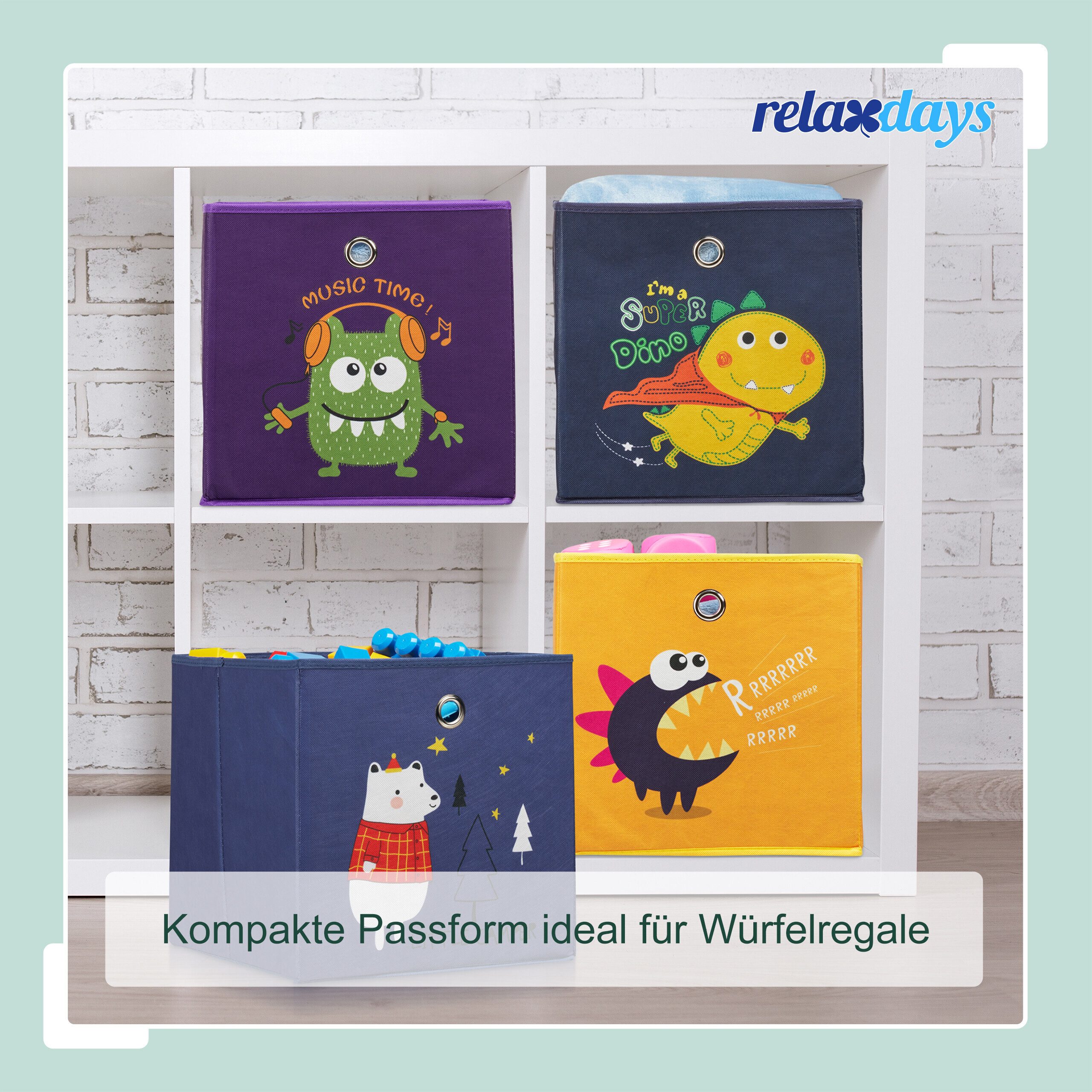 relaxdays Faltbox Kinder Aufbewahrungsboxen im 4er Set (4 St), A – Bild 2 von 5