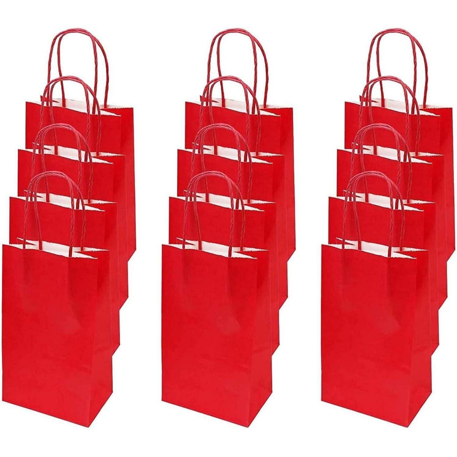 LuxusKollektion Geschenktüten Papiertüten Kraftpapier 13 Rot 10 19 25CM 12pc 1 Stück 12er Pack, (12St)