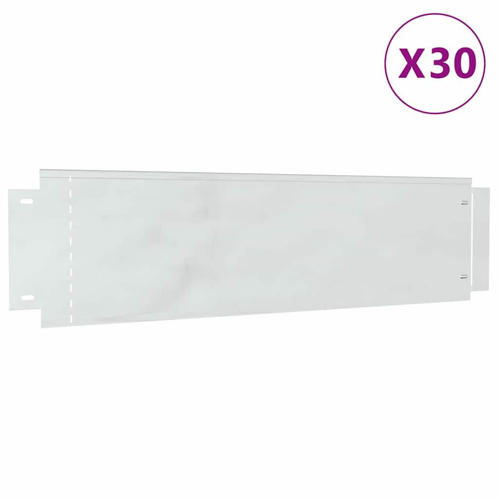 vidaXL Beetumrandung Rasenkanten 30 Stk. 100 x 25 x 0,07 cm Verzinkter Stahl Silber
