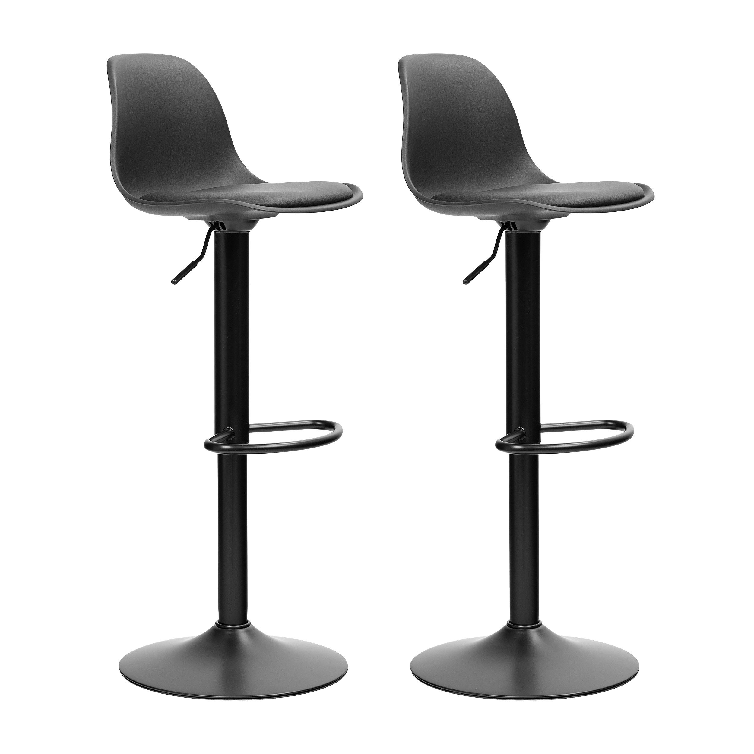 Furnify Barhocker RUNDA Höhenverstellbarer Kunstleder-Barstuhl mit Rückenlehne (2 St), Höhenverstellbar und drehbar