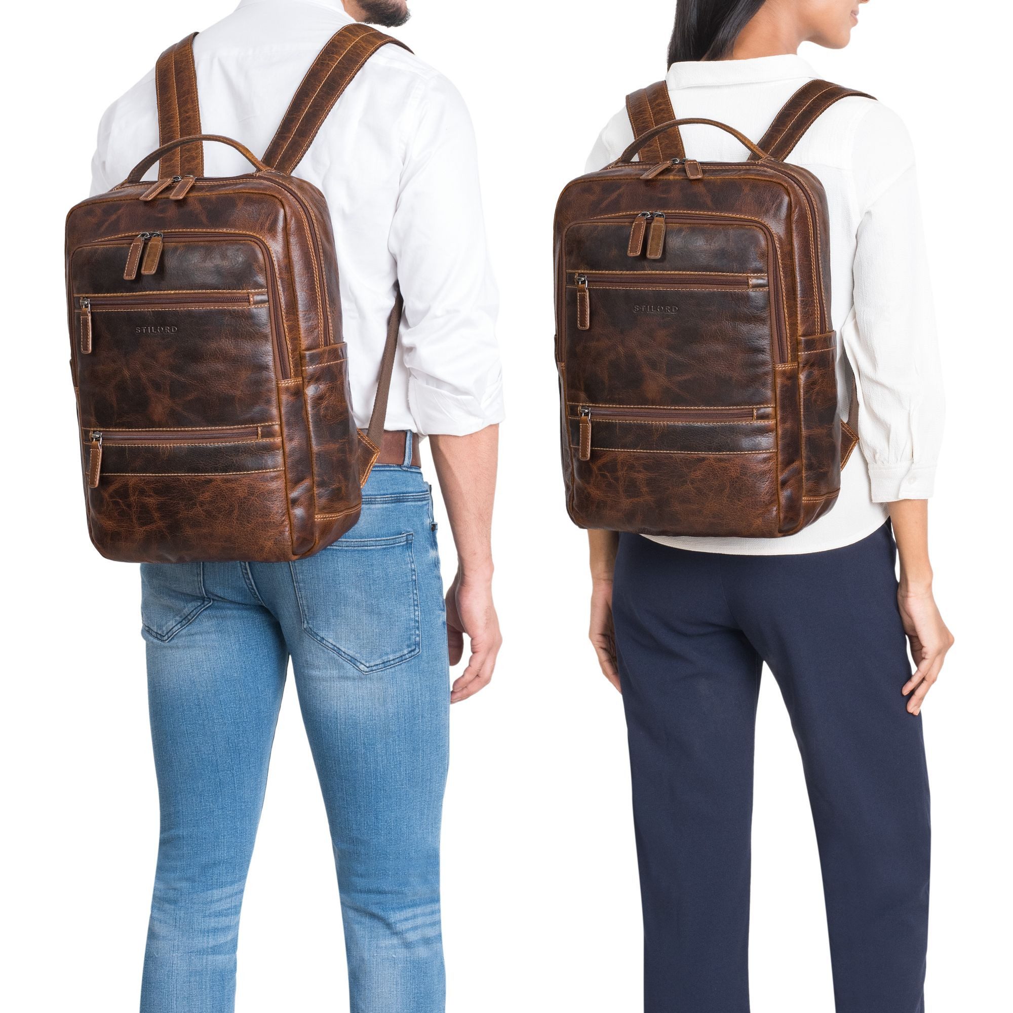 STILORD Notebook-Rucksack "Torben" 15 - 16 Zoll Laptop-Rucksack Leder Groß für Herren & Damen