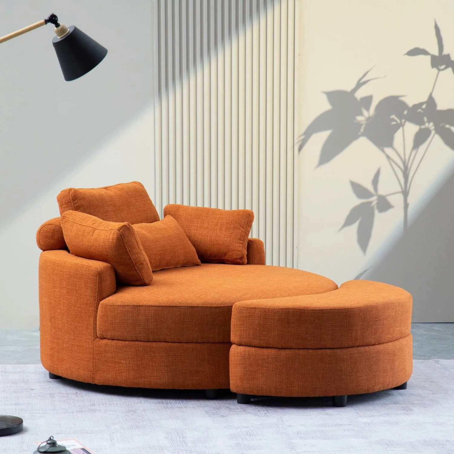 YHL Voyura Ecksofa Sessel YHL Voyura - mit Hocker, Dunkelgrau Leinen, Stauraum