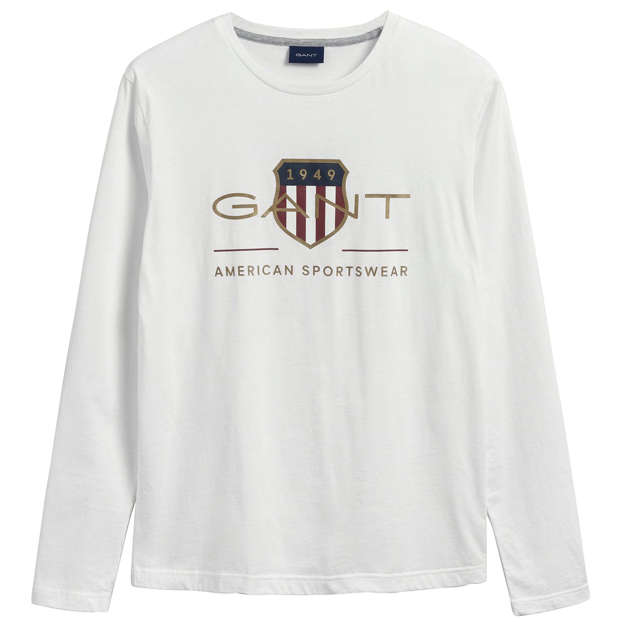 [Großer Ausverkauf nur jetzt] Gant T-Shirt T-Shirt - LS ARCHIVE SHIELD Herren Weiß Langarm