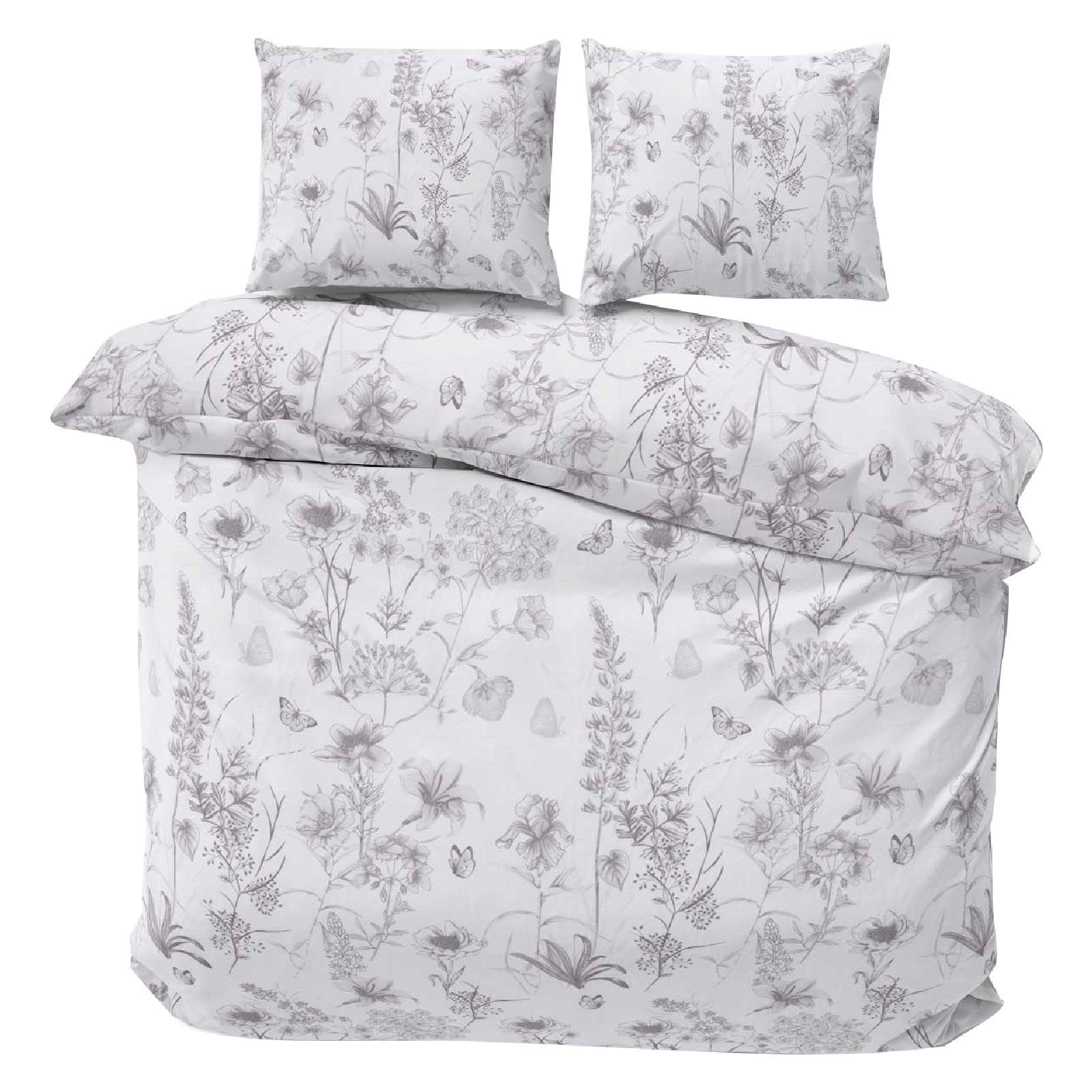 CLASS HOME COLLECTION Постельное белье Renforce Постельное белье Set 135x200 155x200 200x200 200x220 Blume weiß, 100% Baumwolle, 3 teilig, 100% Baumwolle, angenehmes Hautgefühl, Blumen Design, Wende