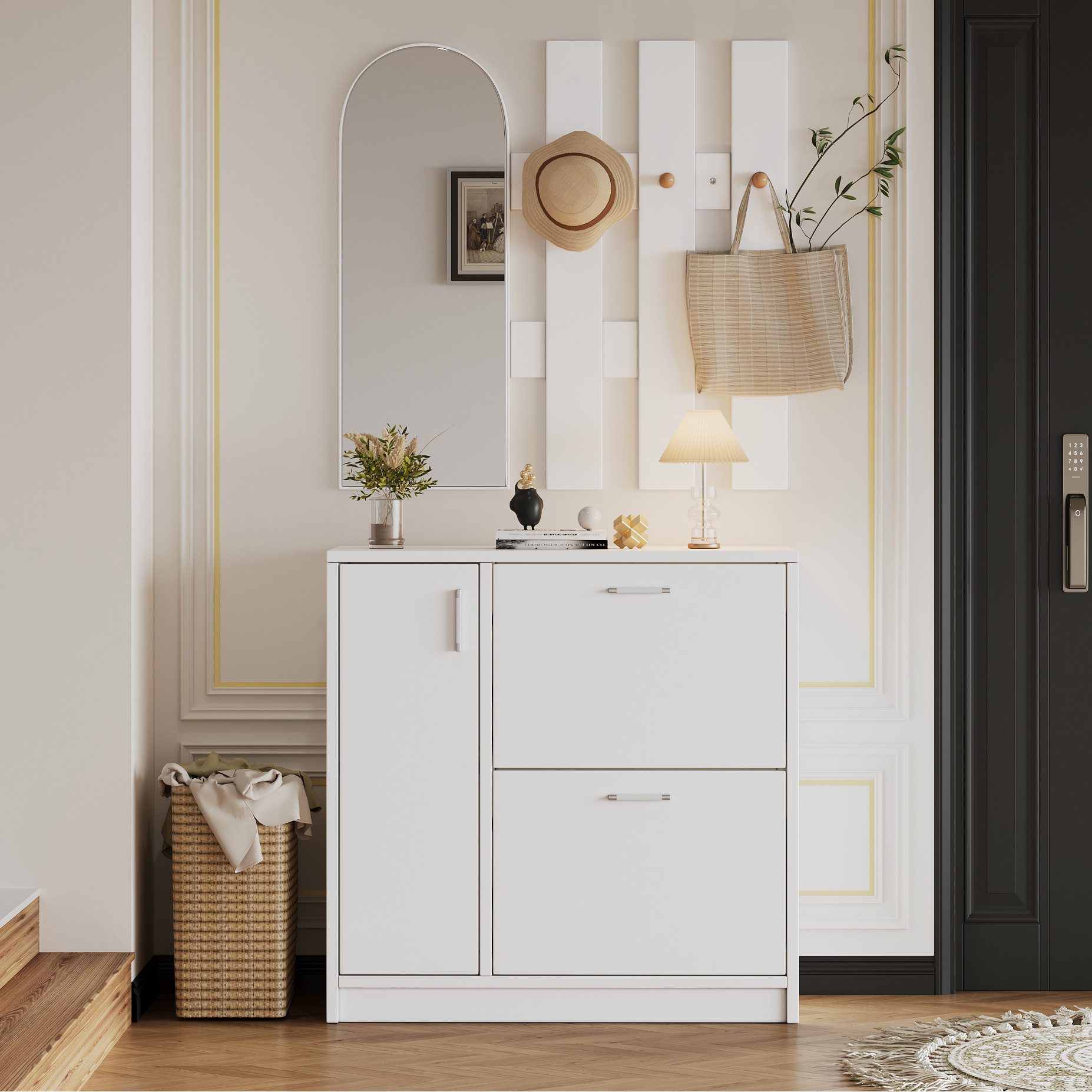 HAUSS SPOLE Garderoben-Set mit 2 Klapptüren Spiegel und Haken, für kleine F günstig online kaufen