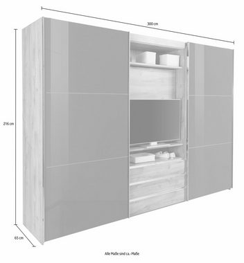 Wimex Schwebetürenschrank Magic by fresh to go tolles EXTRA: mit drehbarem TV-Element, Fronten aus Glas