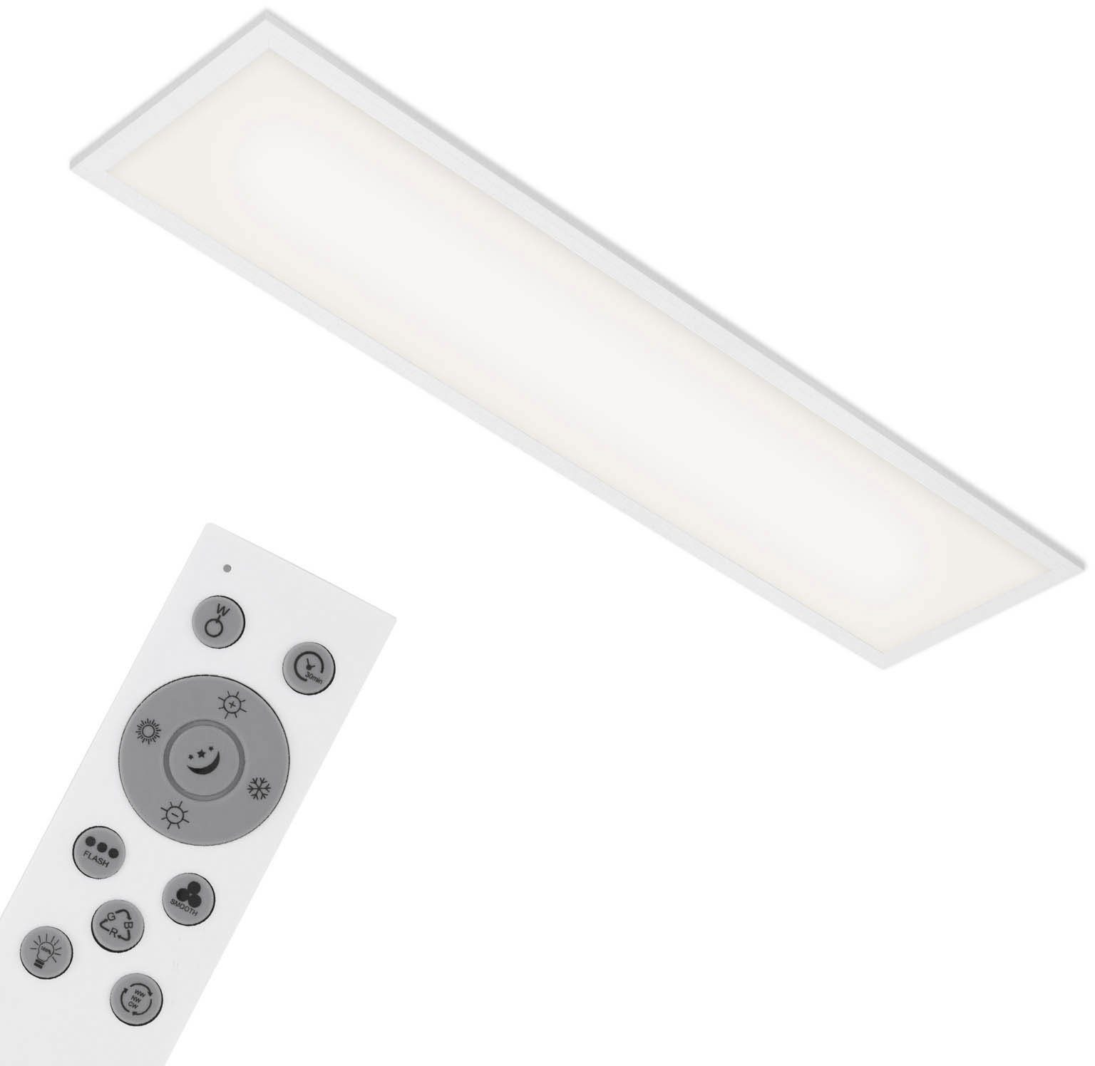 Briloner Leuchten LED Deckenleuchte 7344016 LINK COLOUR, LED fest integriert, Farbwechsler, Kaltweiß, Neutralweiß, Tageslichtweiß, Warmweiß, Smarte Deckenlampe, 100x25x6,5cm, Weiß, 22W, Wohnzimmer, Schlafzimmer