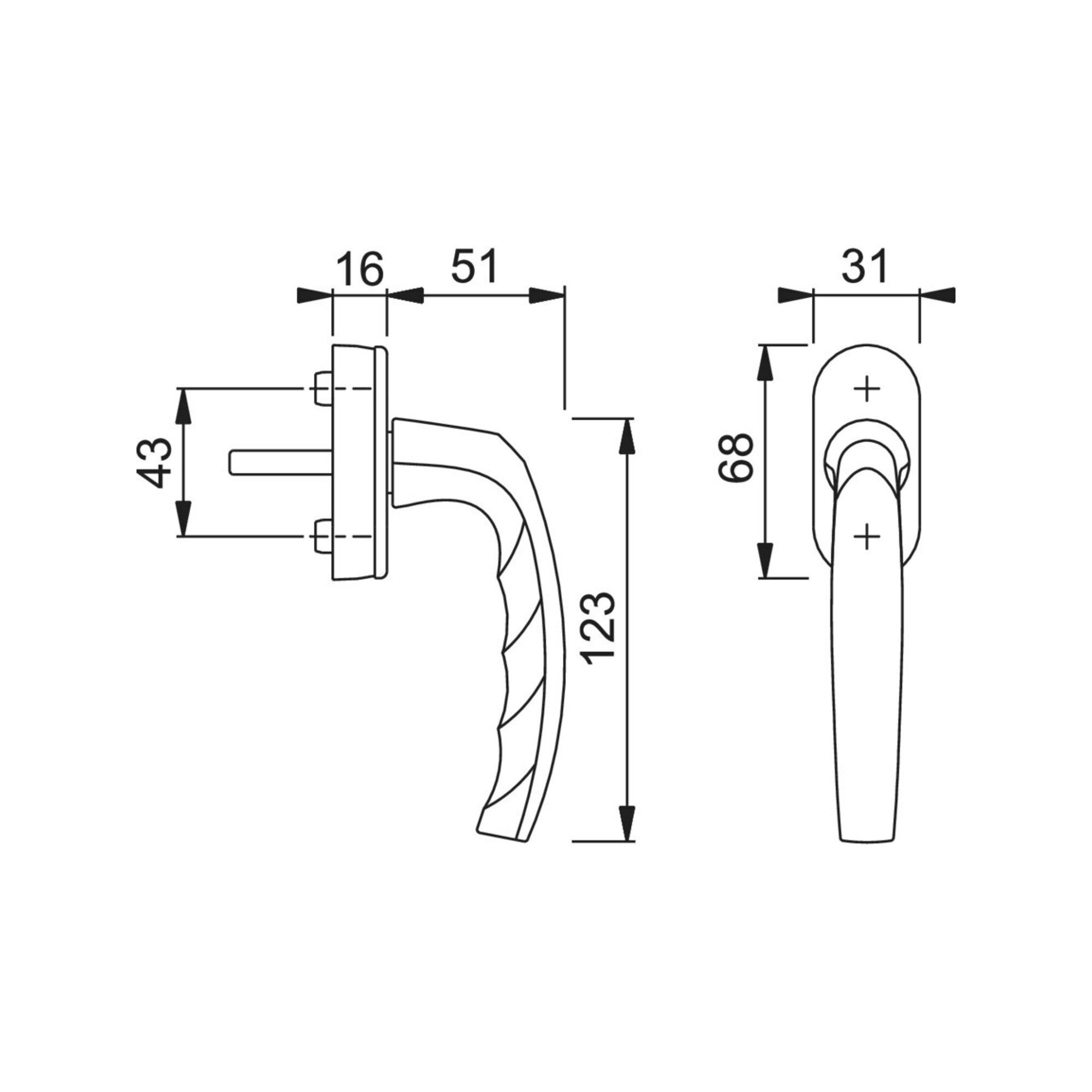 HOPPE Fenstergriff Fenstergriff Atlanta 0530/US952 Alu.F9016/weiß 32-42mm Secustik®/Vario