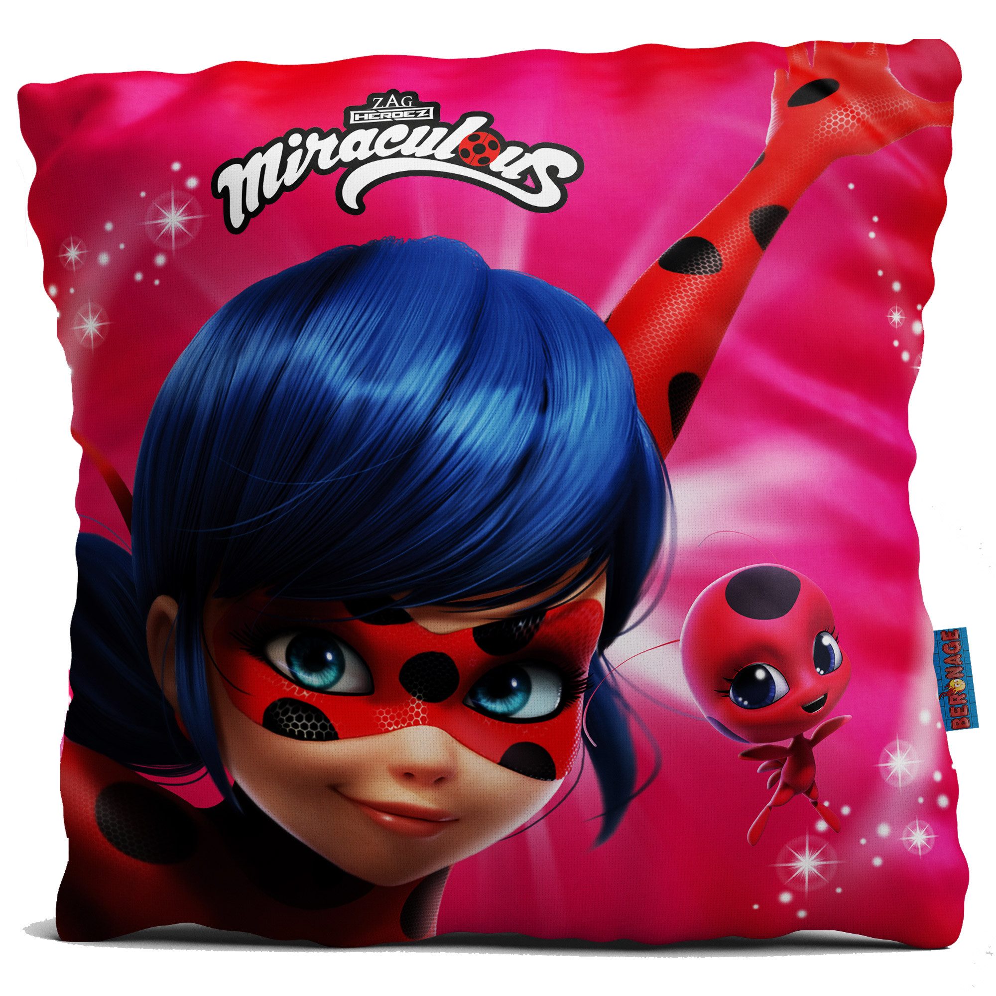 Dekokissen Miraculous Ladybug Stars Kissen 40x40 cm passend zur Bettwäsche