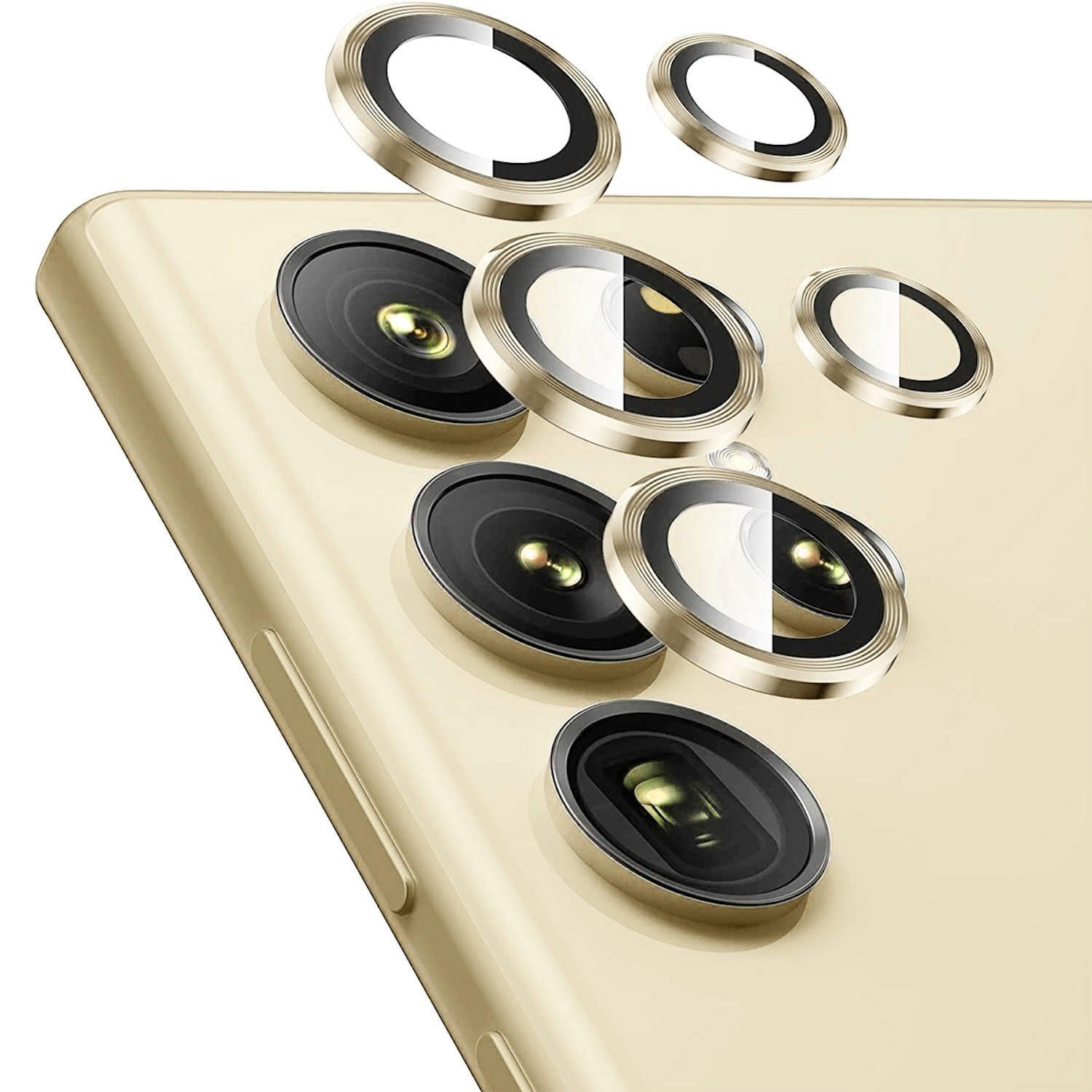 Wigento Handyhülle Für Samsung Galaxy S24 Ultra Aluminium Schutz Ring Kamera H9 Hart Glas
