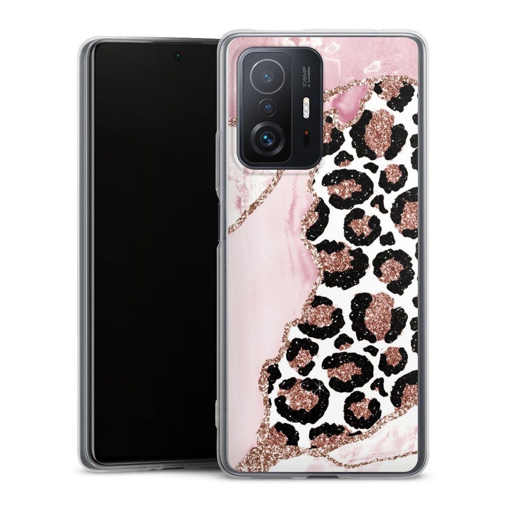 DeinDesign Handyhülle Leopard Glitzer Look Marmor Patterns and Textures Smooth Pink, Xiaomi 11T Pro 5G Slim Case Silikon Hülle Ultra Dünn Schutzhülle