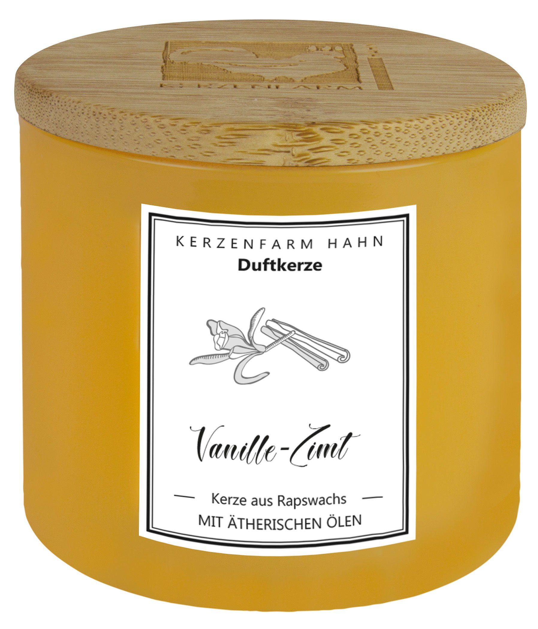 Kerzenfarm Hahn Tafelkerze duftkerze im trendglas gelb vanille-zimt