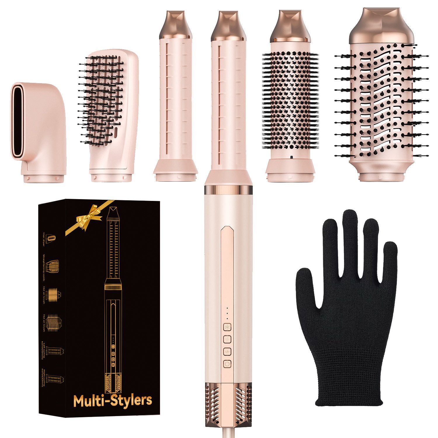 SWGOTA Multihaarstyler 6-in-1 Airstyler 160.000 U/min, Warmluftbürste mit Multi-Styling, 35m/s Luftstrom, NTC-Temperaturkontrollsystem, 360° drehbare Stromkabel
