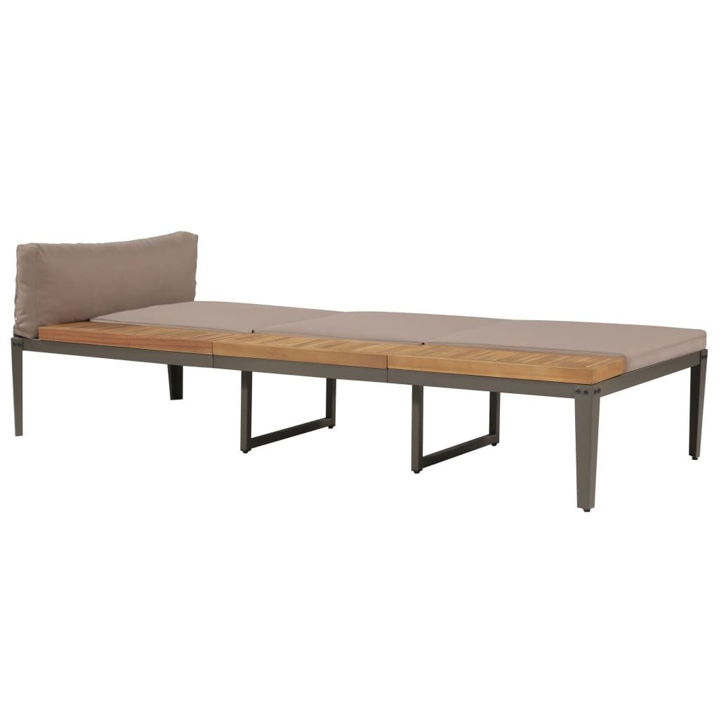 vidaXL Gartenliege Sonnenliege mit Polstern Akazie Massivholz Braun Gartenliege Holz